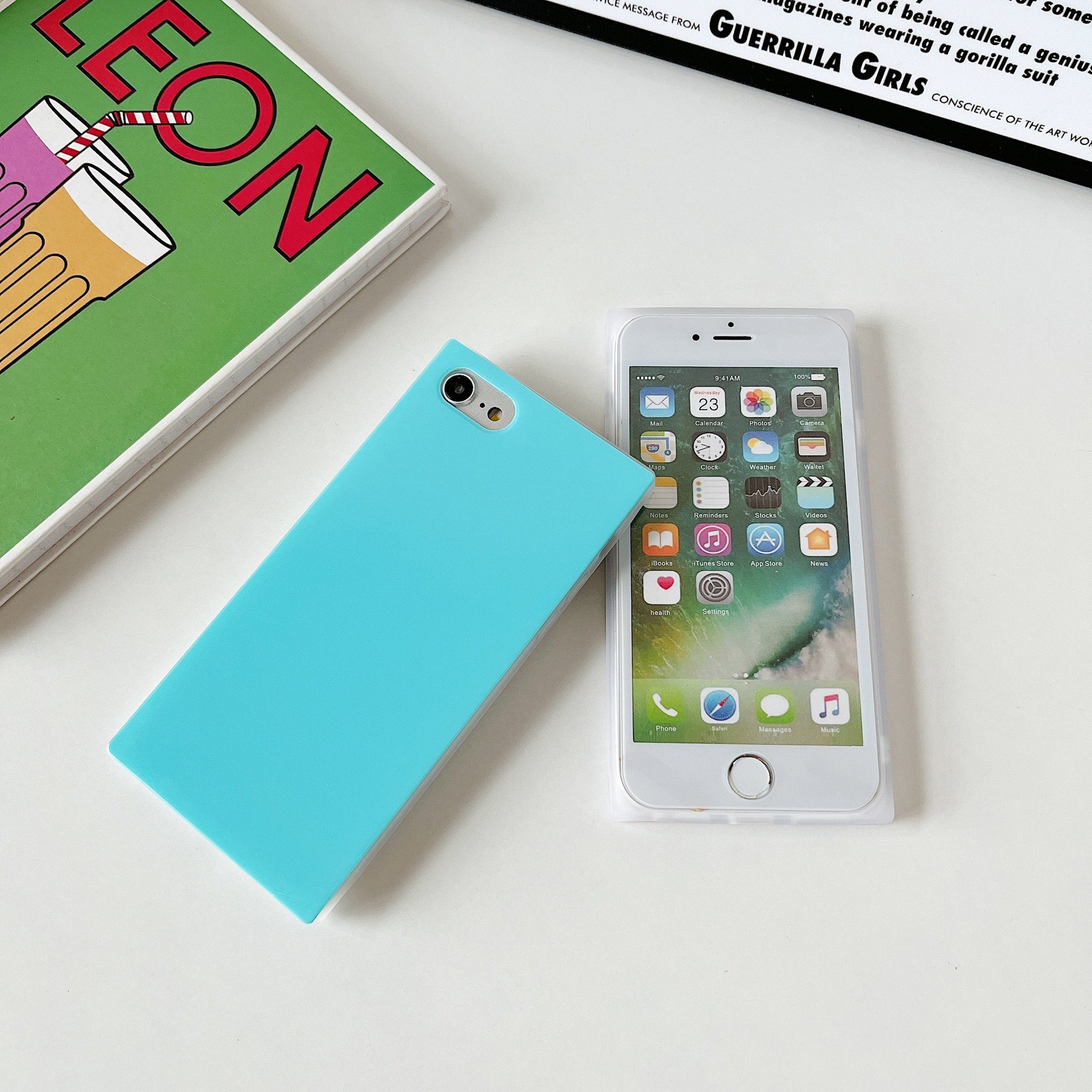 iPhone SE 2022/SE 2020/iPhone 8/7 Case Square Pastel Plain Color (Olive Green)
