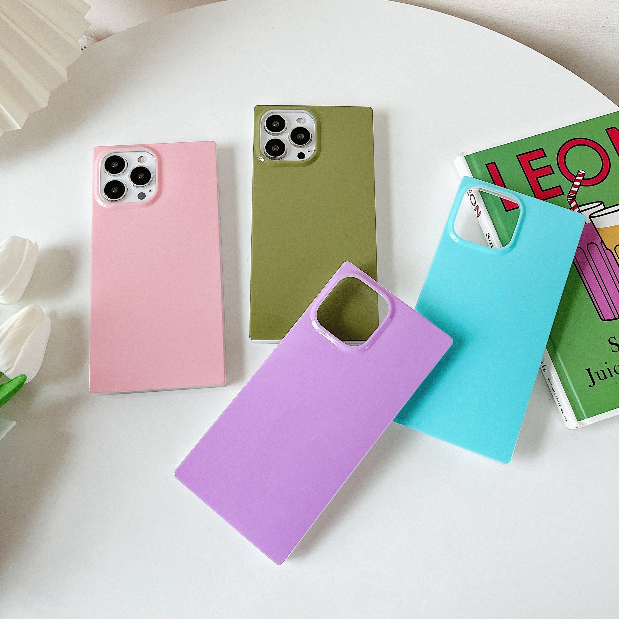 iPhone 13 Pro Case Square Pastel Plain Color (Olive Green)