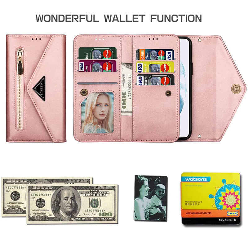 Caeouts Cardholder Case Envelope Wallet Phone Case With Strap For Galaxy