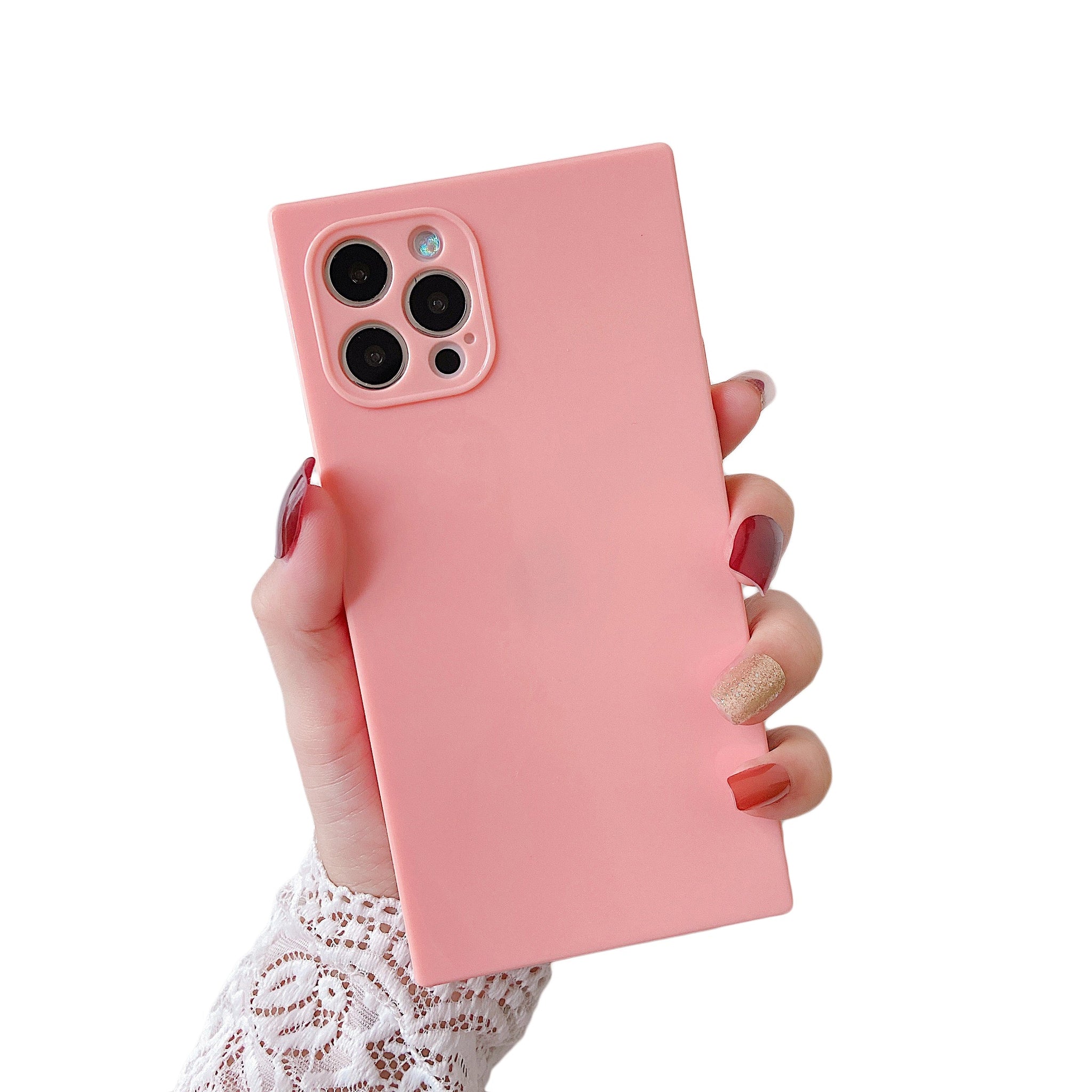 iPhone 12 Pro Max Case Square Plain Color (Pink)