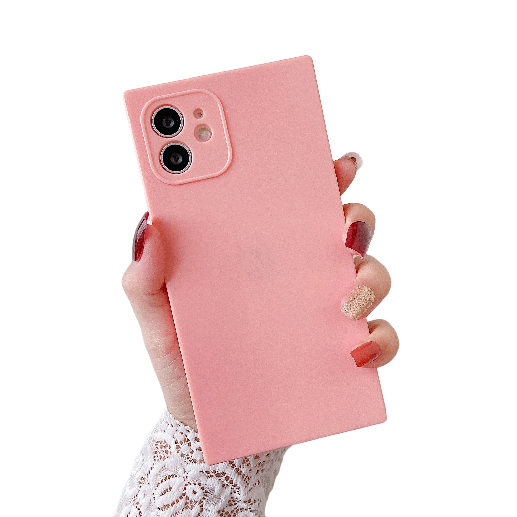 iPhone 12 Pro Case Square Plain Color (Pink)
