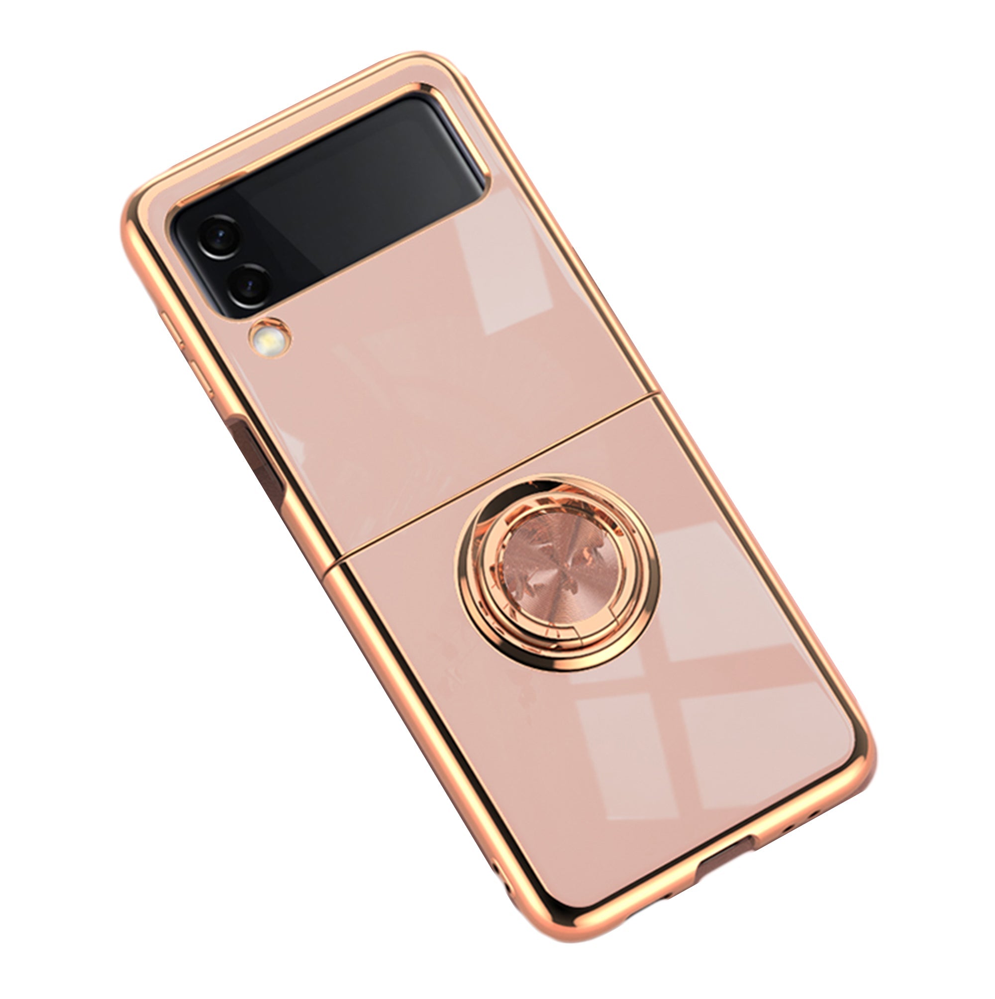 Galaxy Z Flip3 Case Plated Plain Color Ring (Pink)