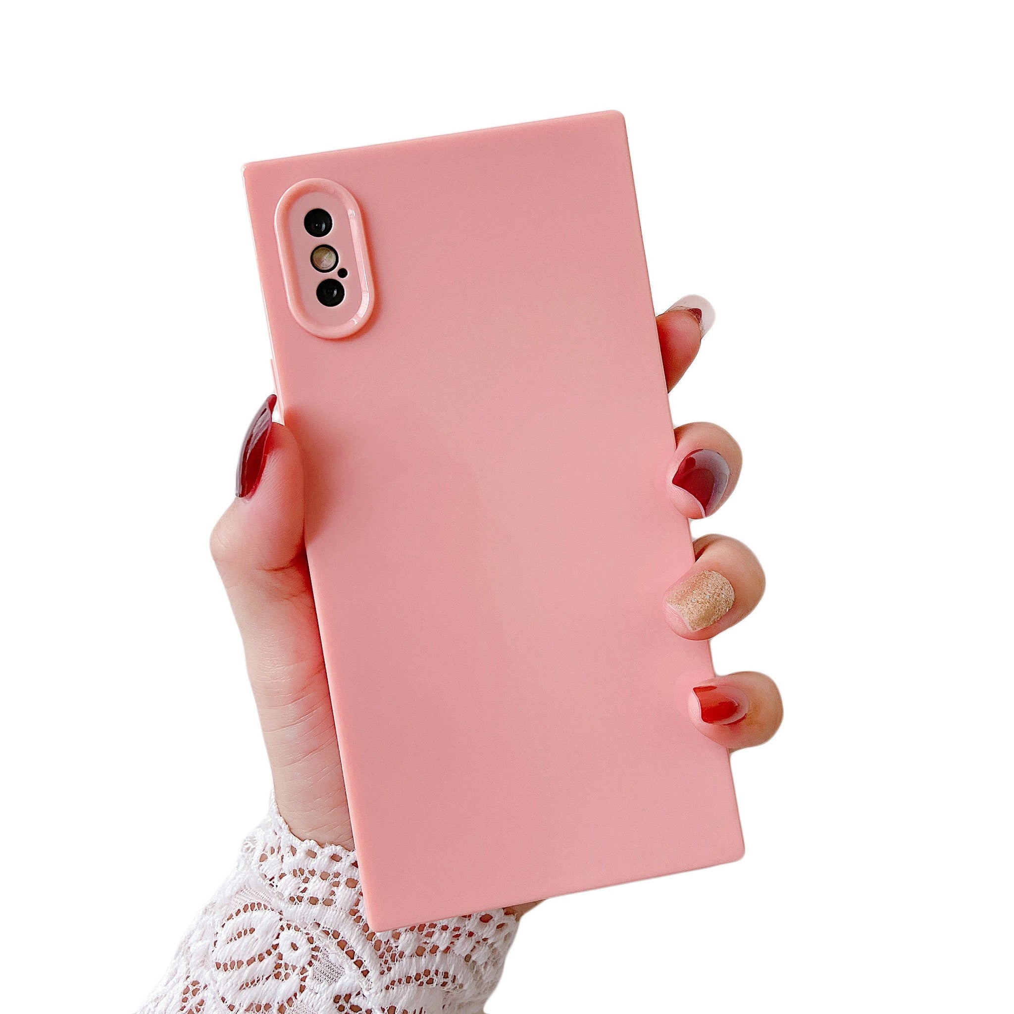 iPhone XR Case Square Plain Color (Pink)