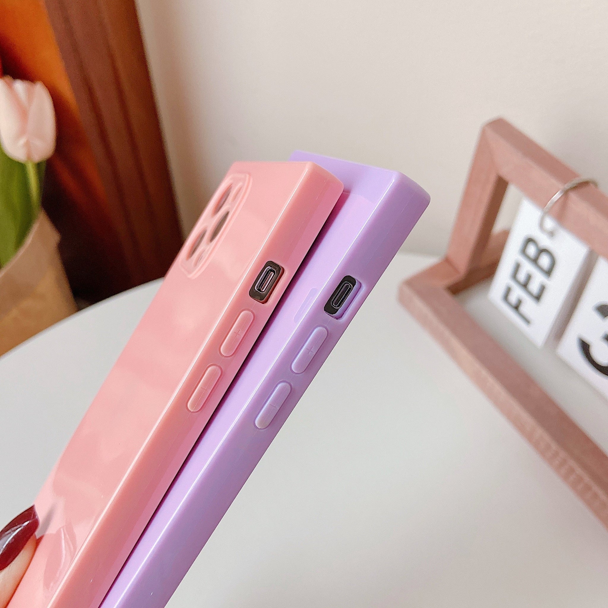 iPhone 13 Pro Case Square Plain Color (Pink)