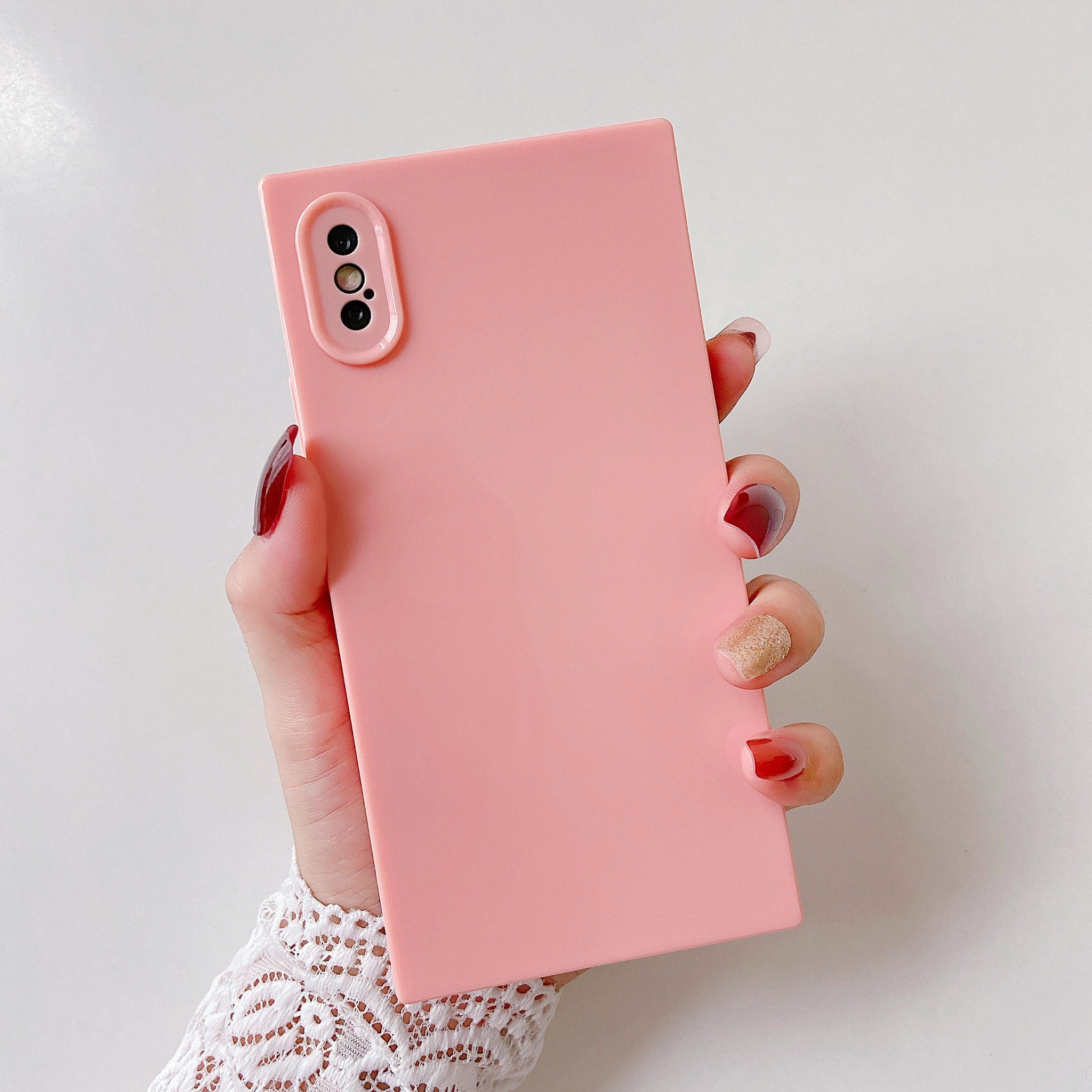 iPhone XR Case Square Plain Color (Pink)