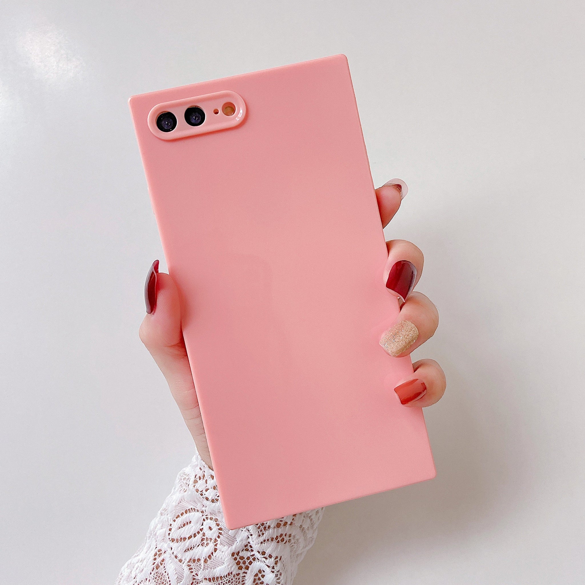 iPhone 8 Plus/7 Plus Case Square Plain Color (Pink)