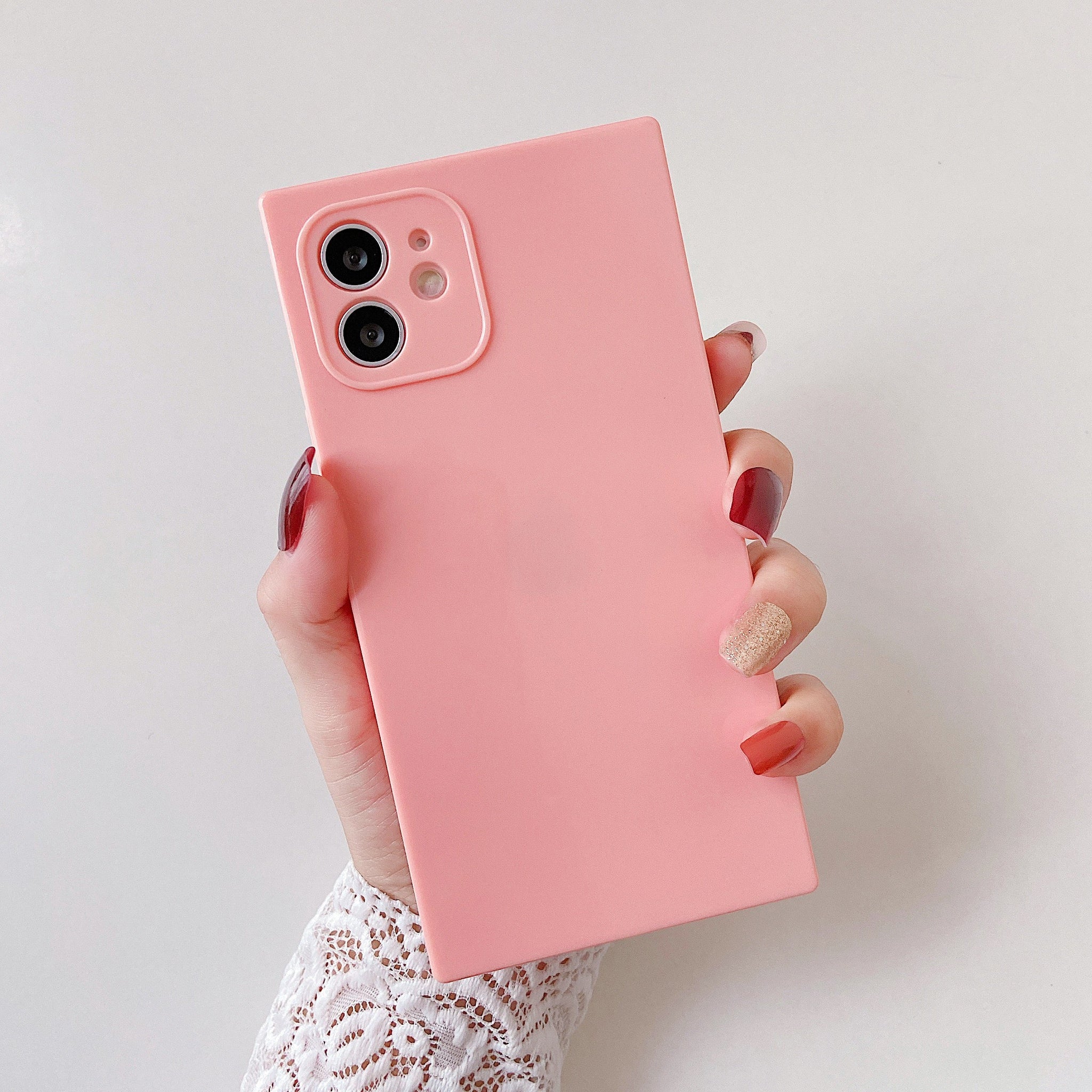 iPhone 12 Case Square Plain Color (Pink)