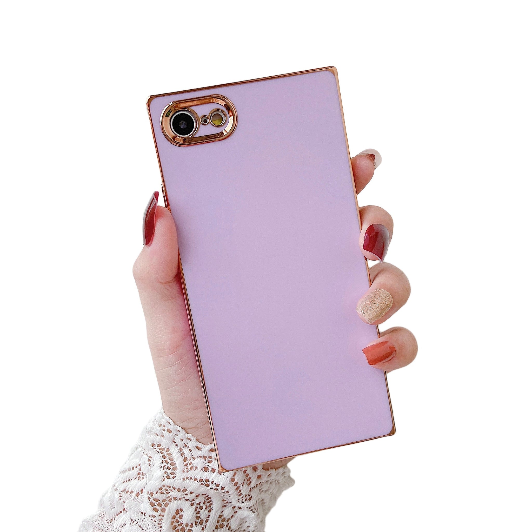 iPhone SE 2022/SE 2020/iPhone 8/7 Case Square Plated Plain Color (Purple)
