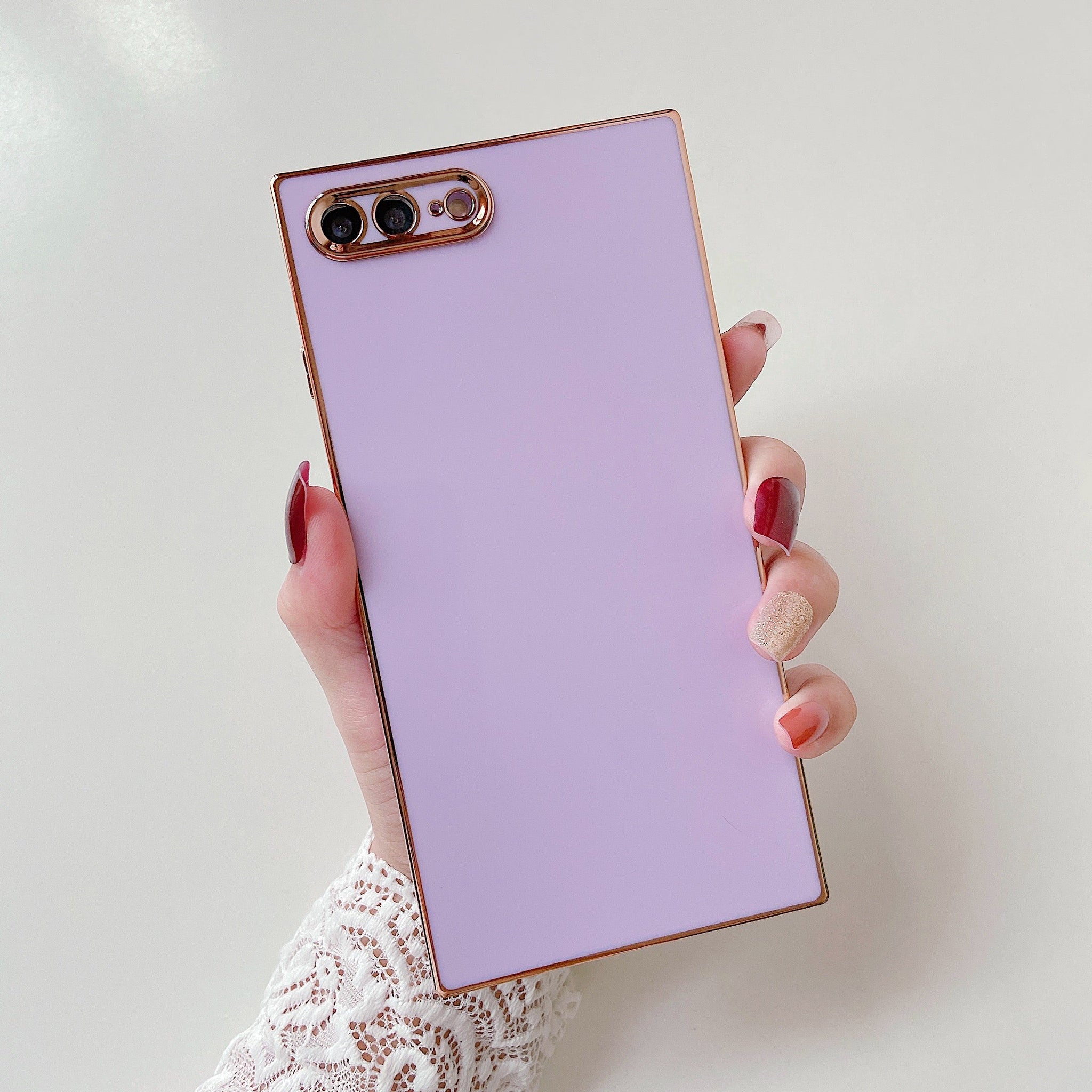 iPhone 8 Plus/7 Plus Case Square Plated Plain Color (Purple)