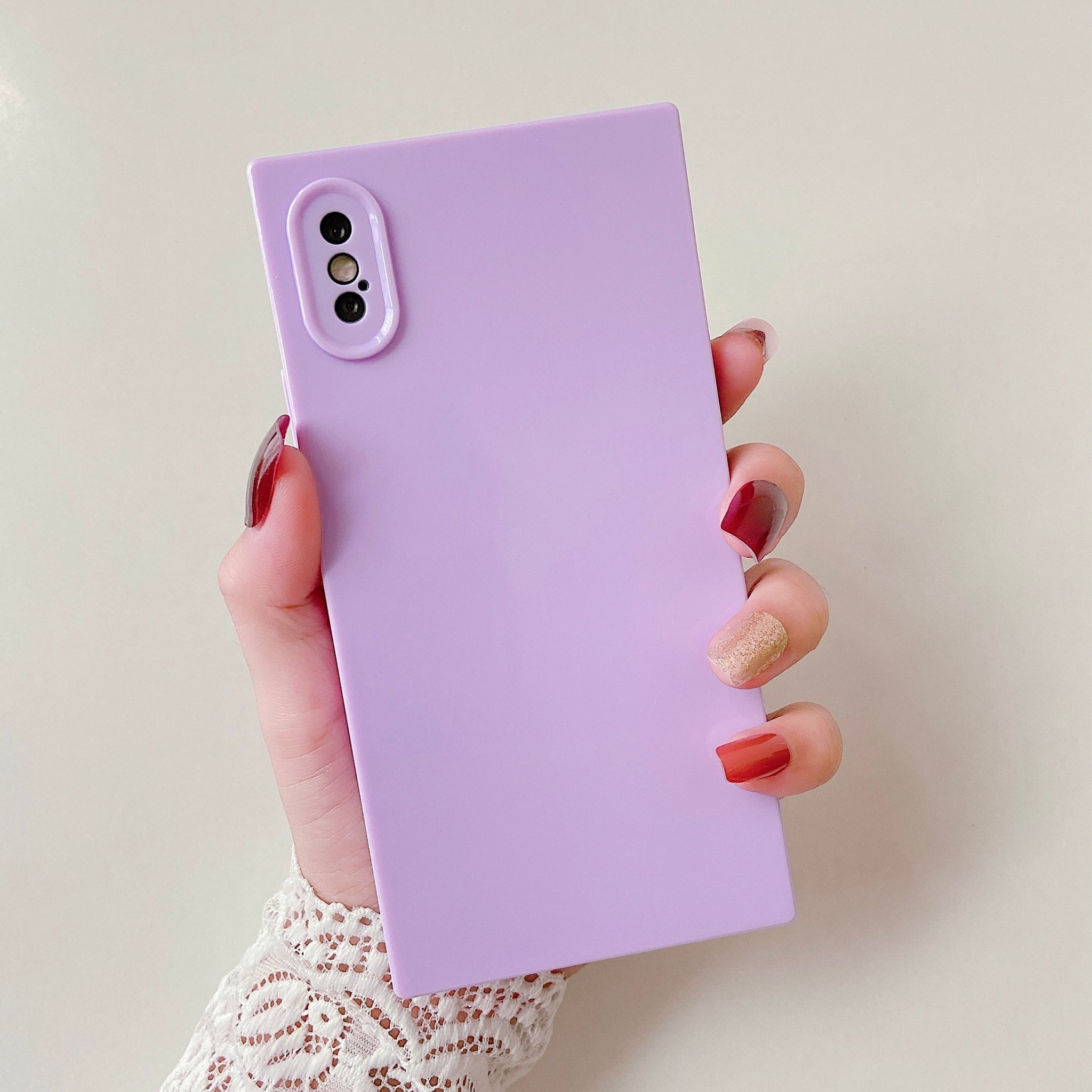 iPhone XS/iPhone X Case Square Plain Color (Purple)
