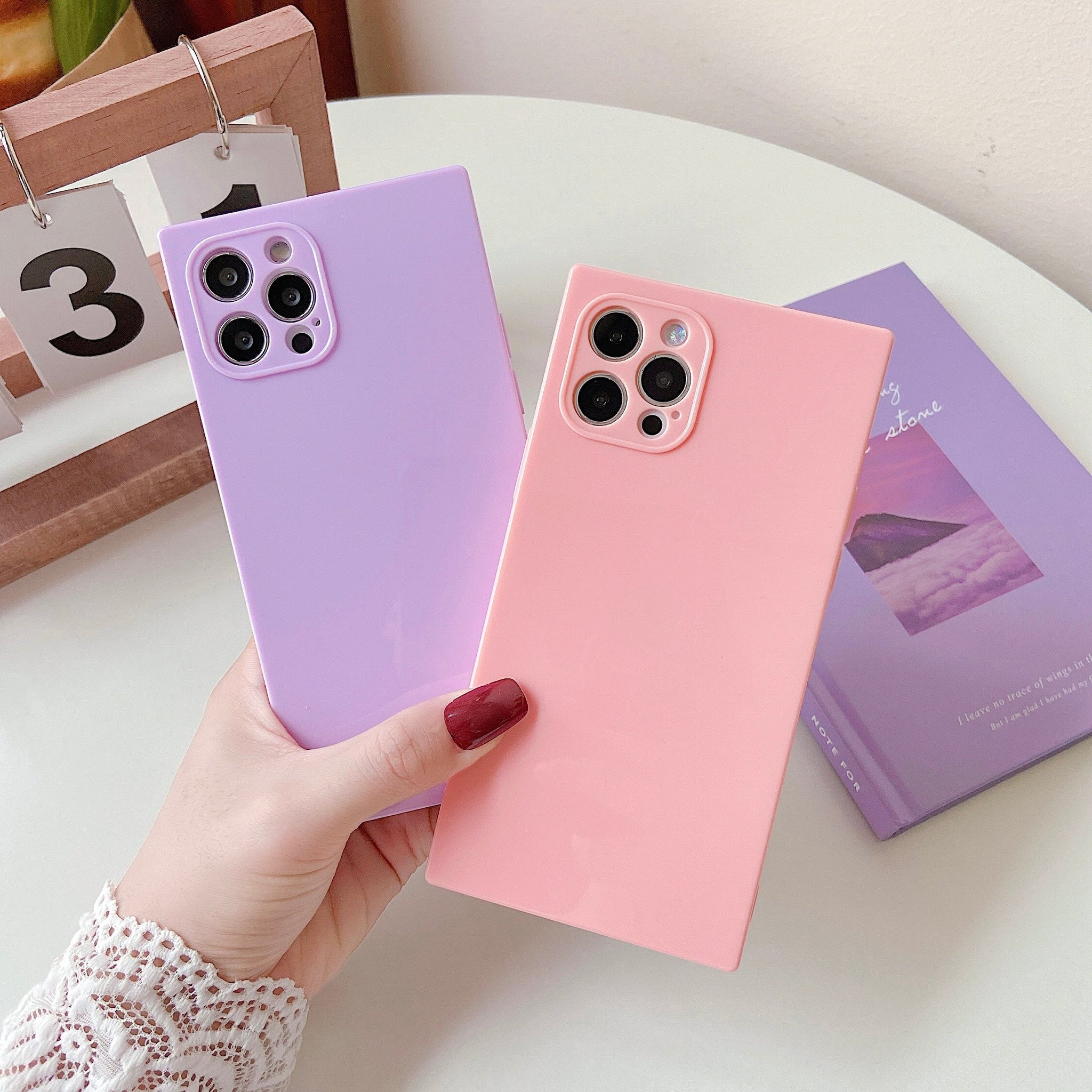 iPhone 12 Pro Max Case Square Plain Color (Purple)