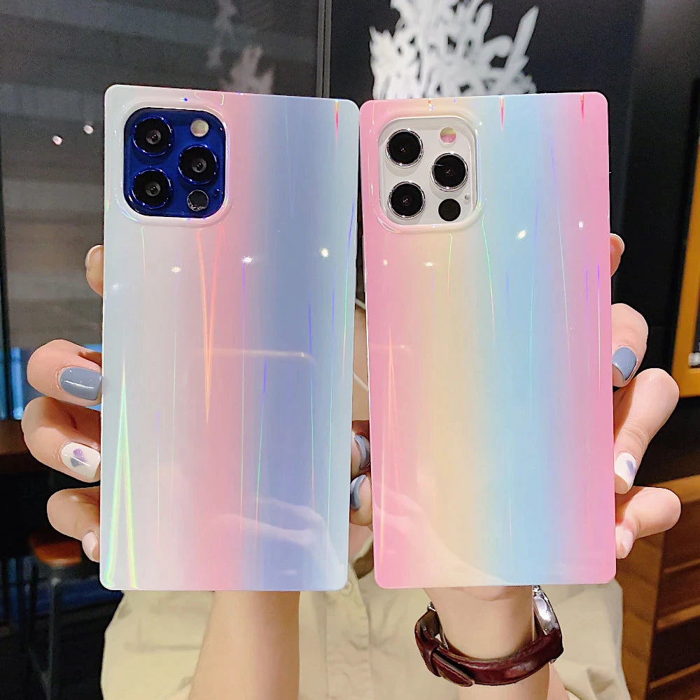 Rainbow Laser Square Phone Case