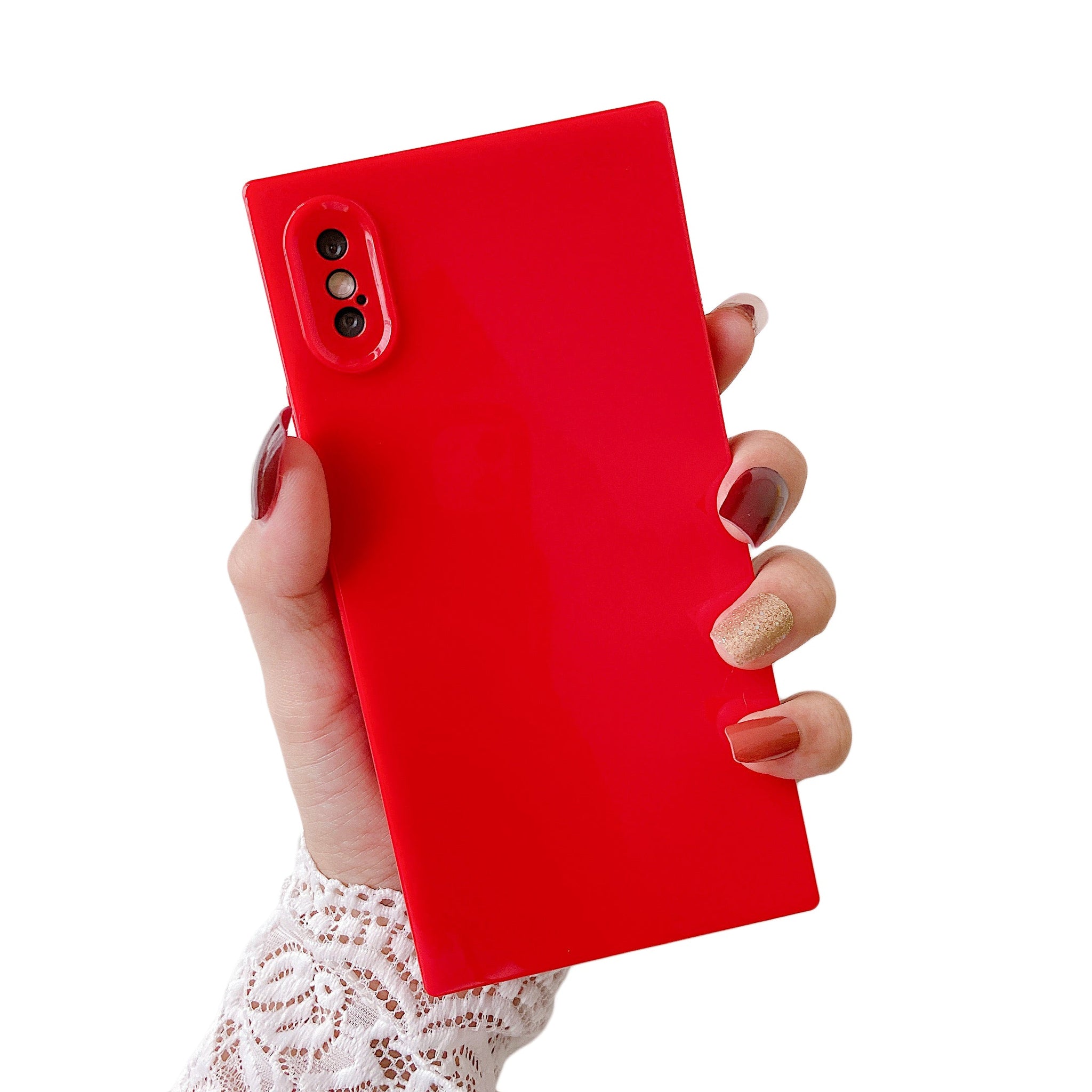 iPhone XR Case Square Plain Color (Red)