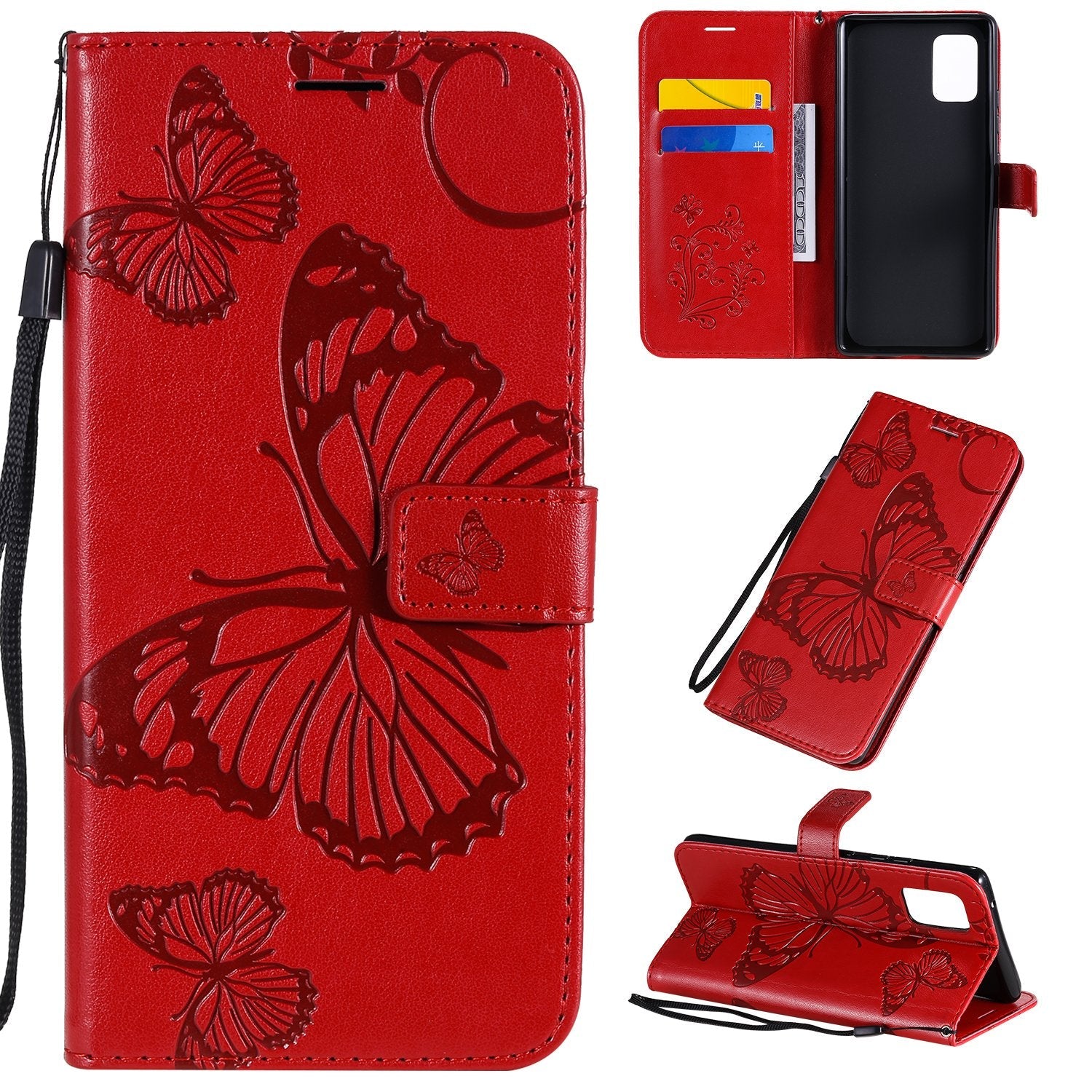 Caeouts Embossed Butterfly Wallet Phone Case