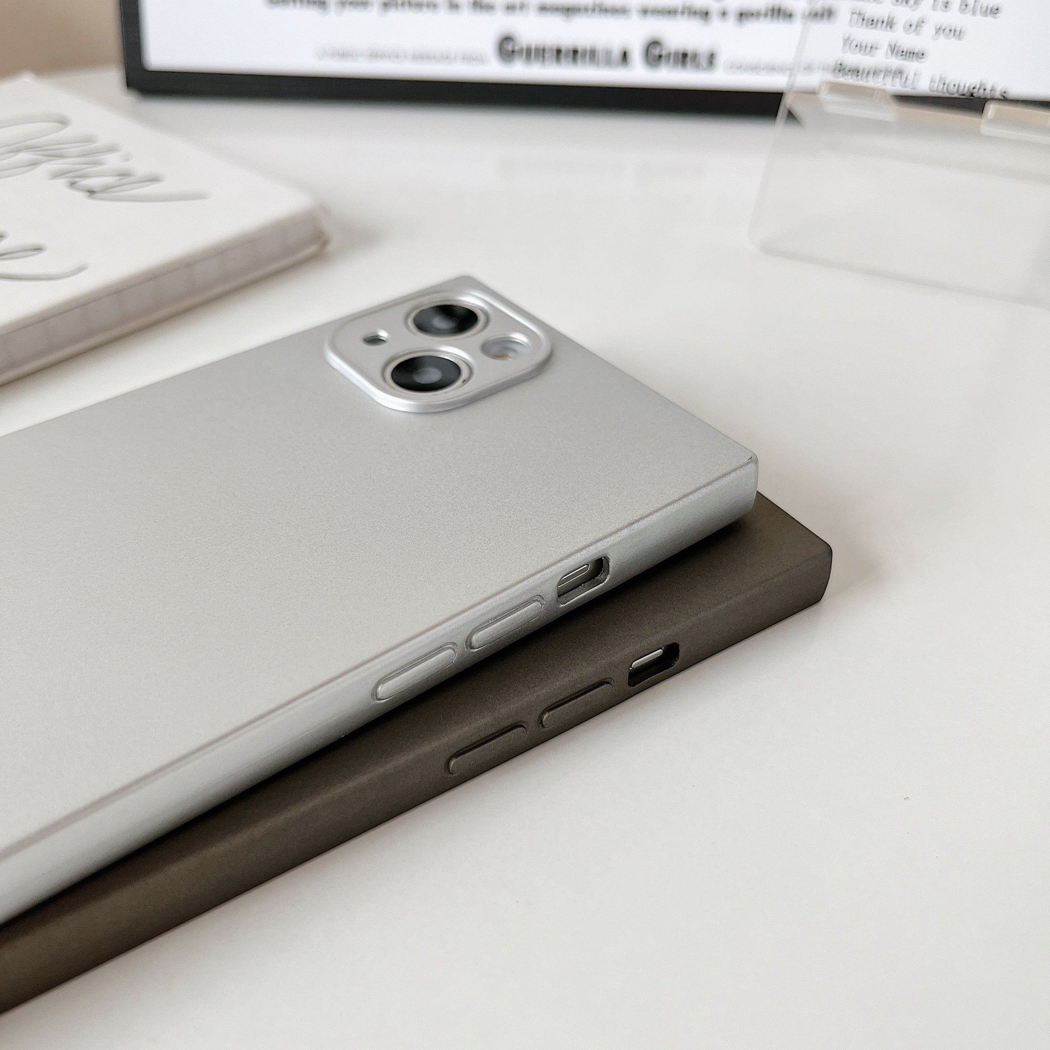 iPhone 13 Pro Case Square Silicone Camera Protector (Silver)