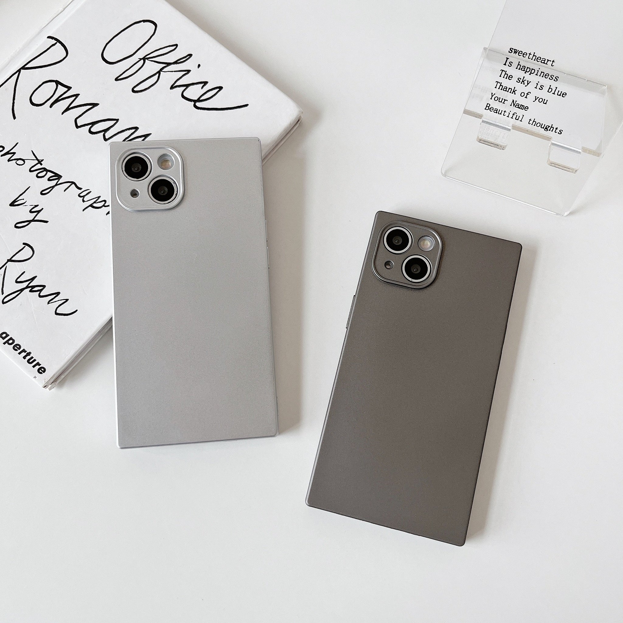 iPhone 13 mini Case Square Silicone Camera Protector (Silver)