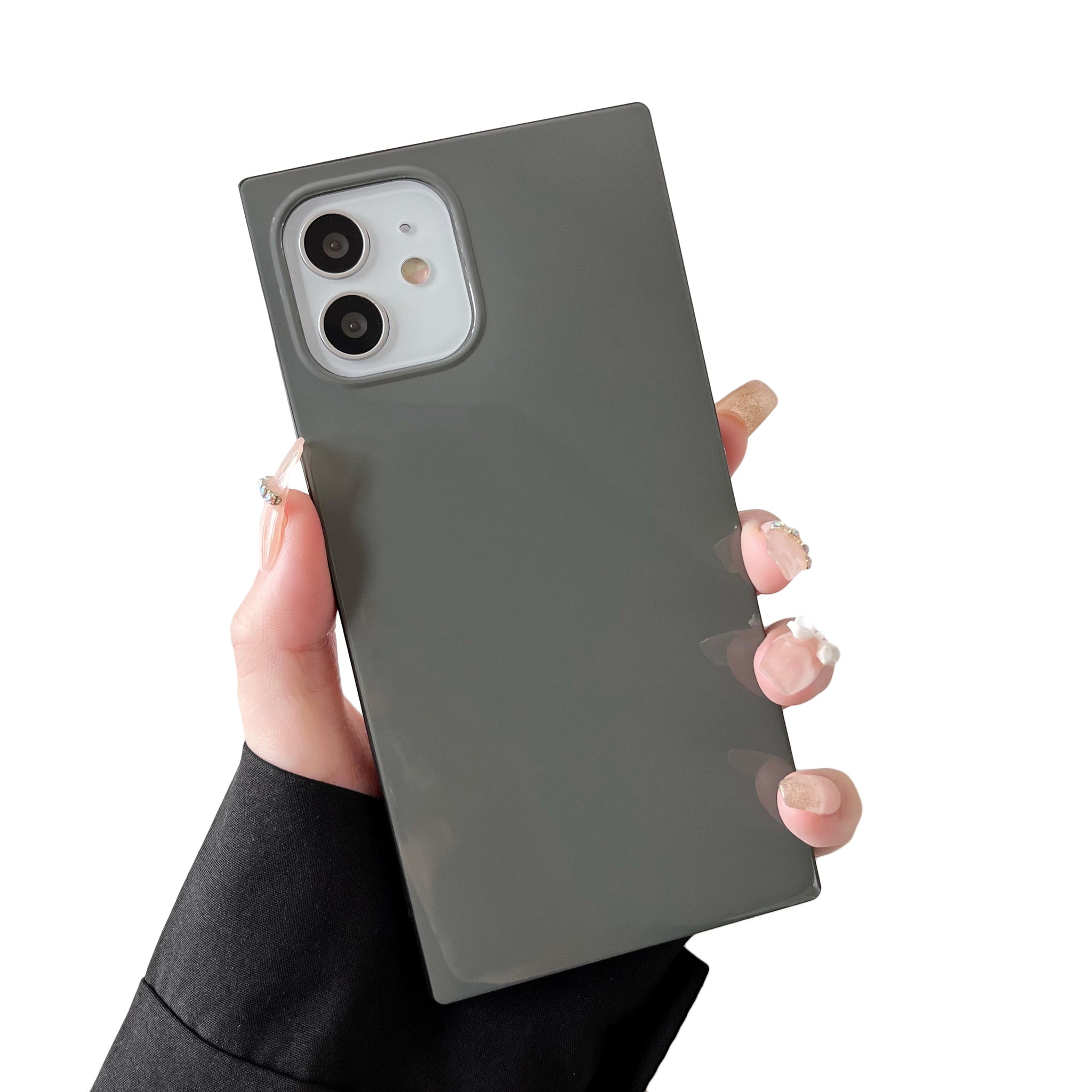 iPhone 12 Pro Max Case Square Neutral Plain Color (Tinware Gray)