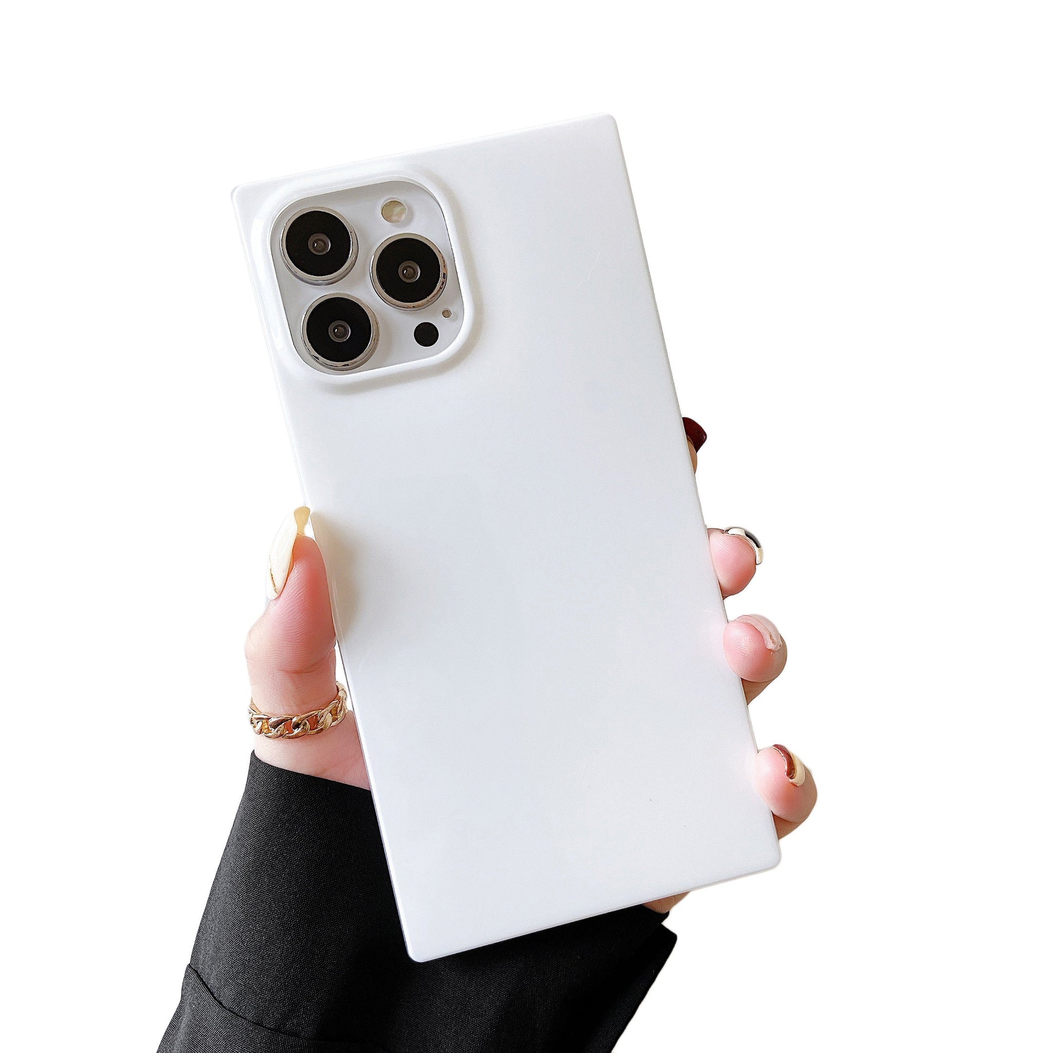 iPhone 12 Pro Max Case Square Neutral Plain Color (White)