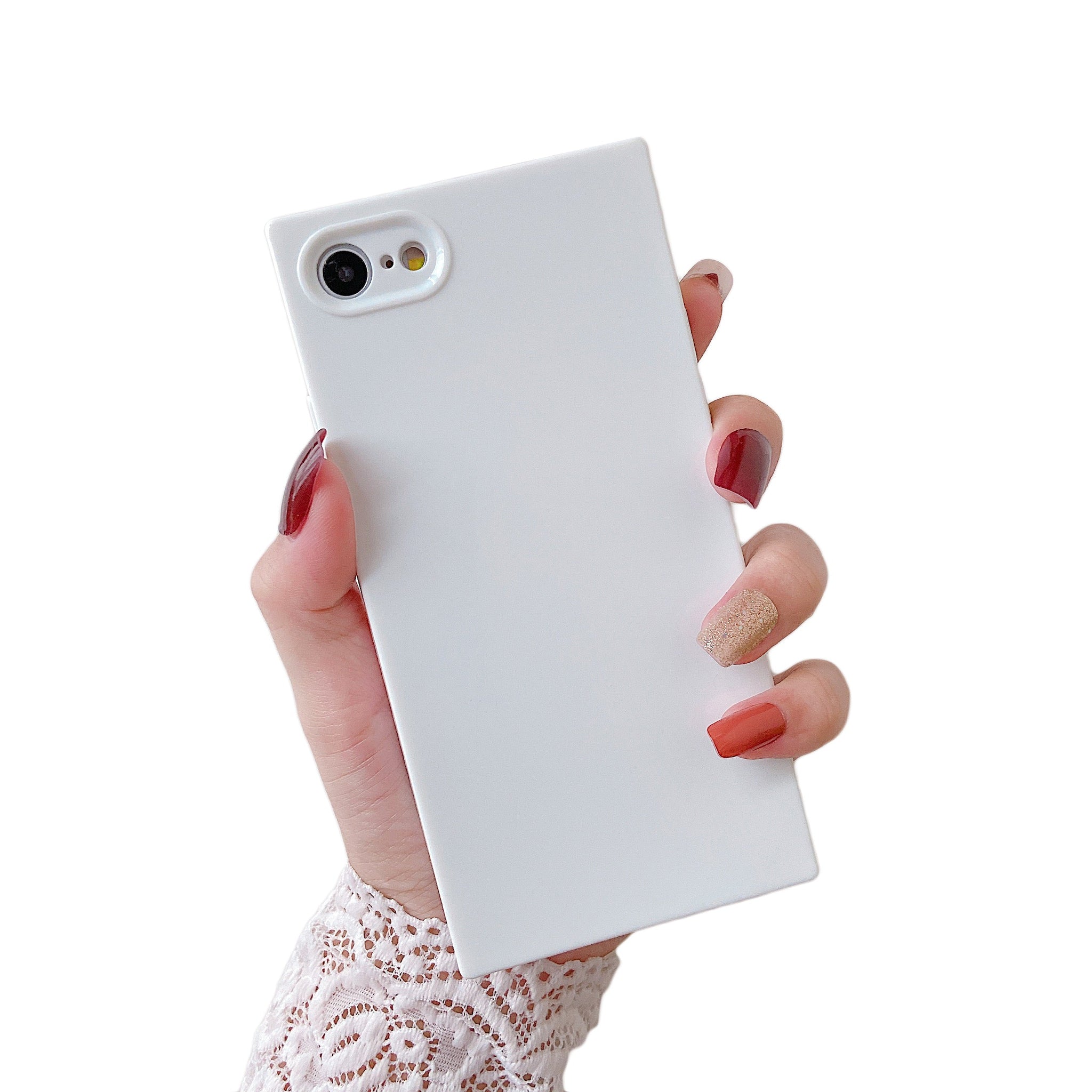 iPhone SE 2022/SE 2020/iPhone 8/7 Case Square Plain Color (White)