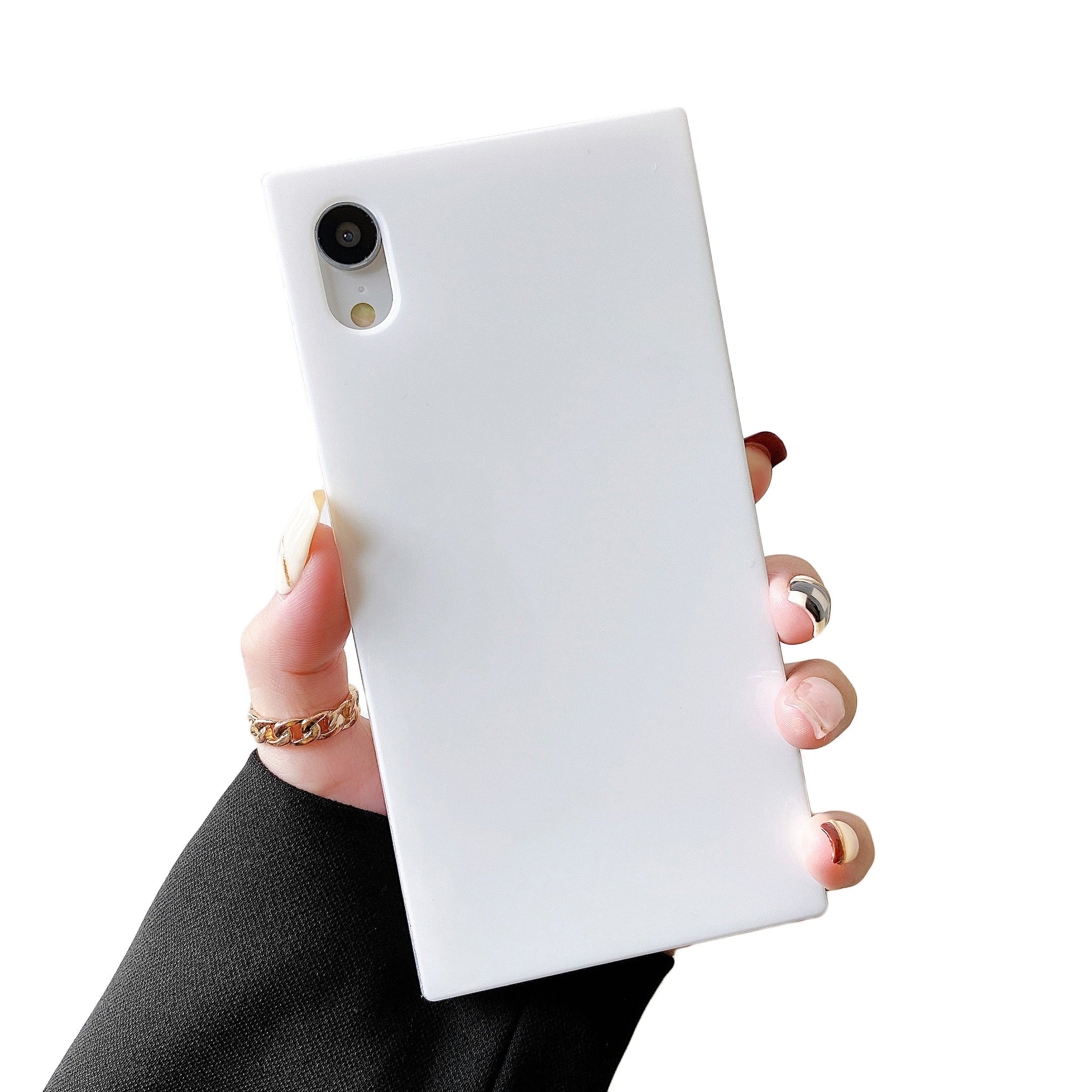 iPhone XS/iPhone X Case Square Neutral Plain Color (White)