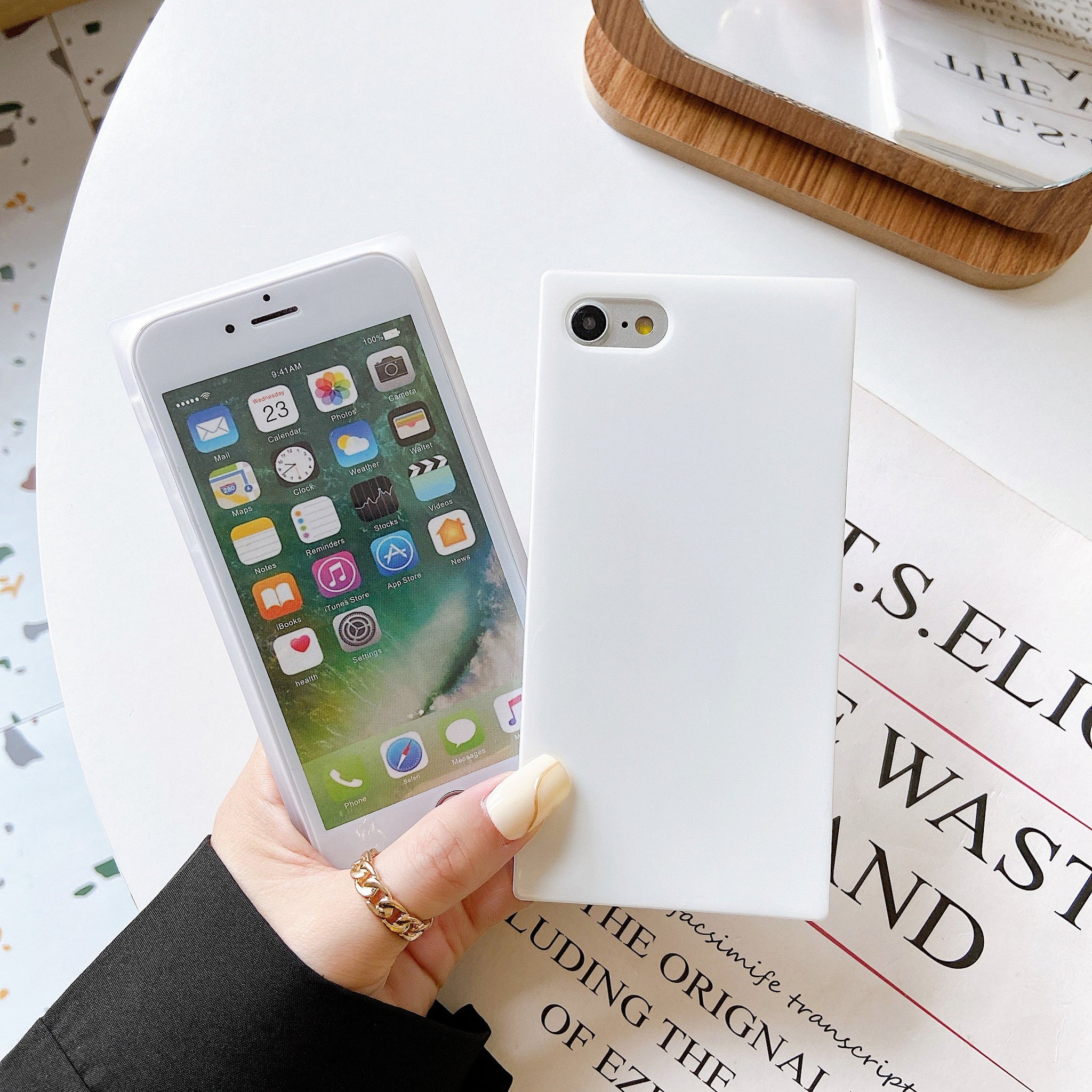 iPhone 8 Plus/7 Plus Case Square Neutral Plain Color (White)