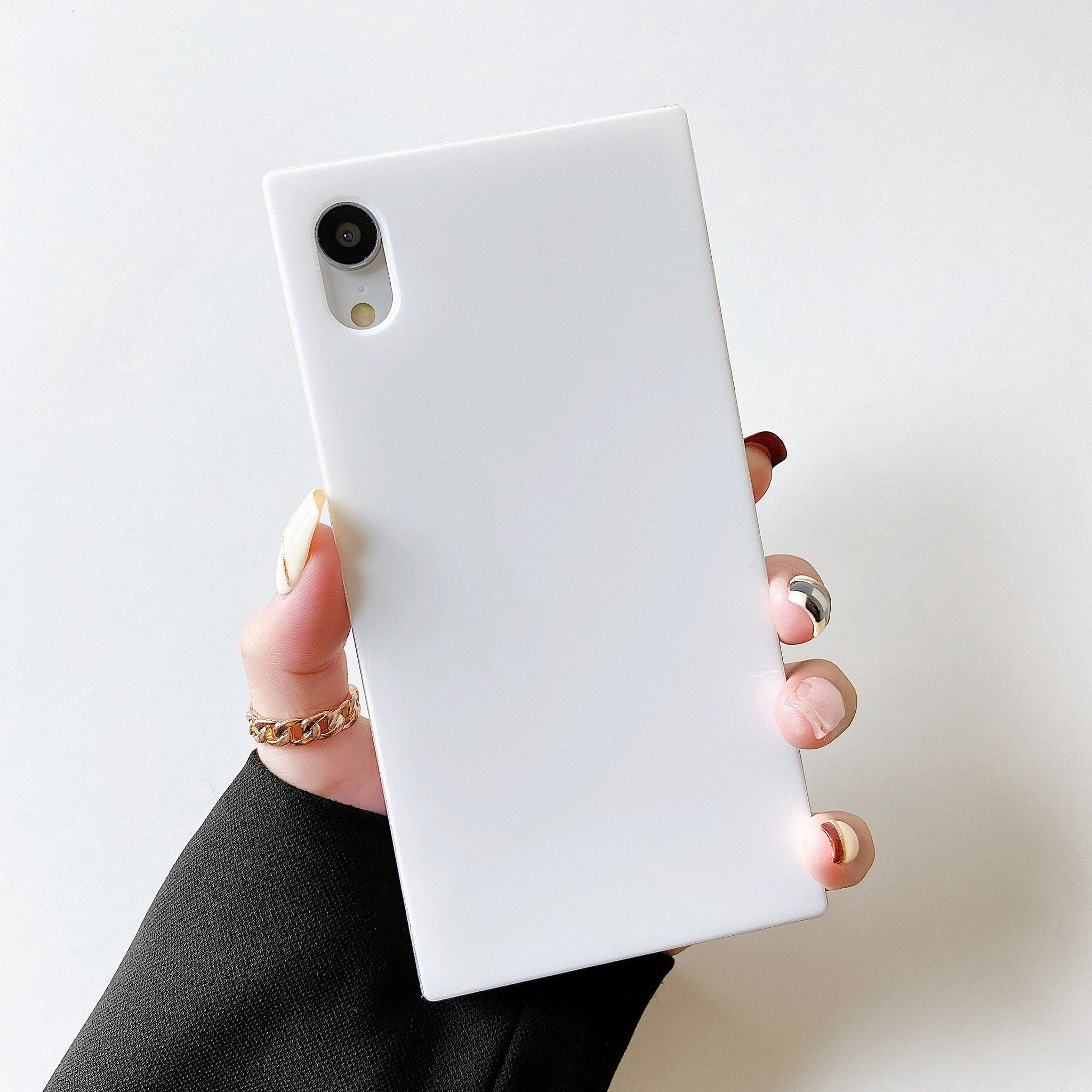iPhone XS Max Case Square Neutral Plain Color (White)
