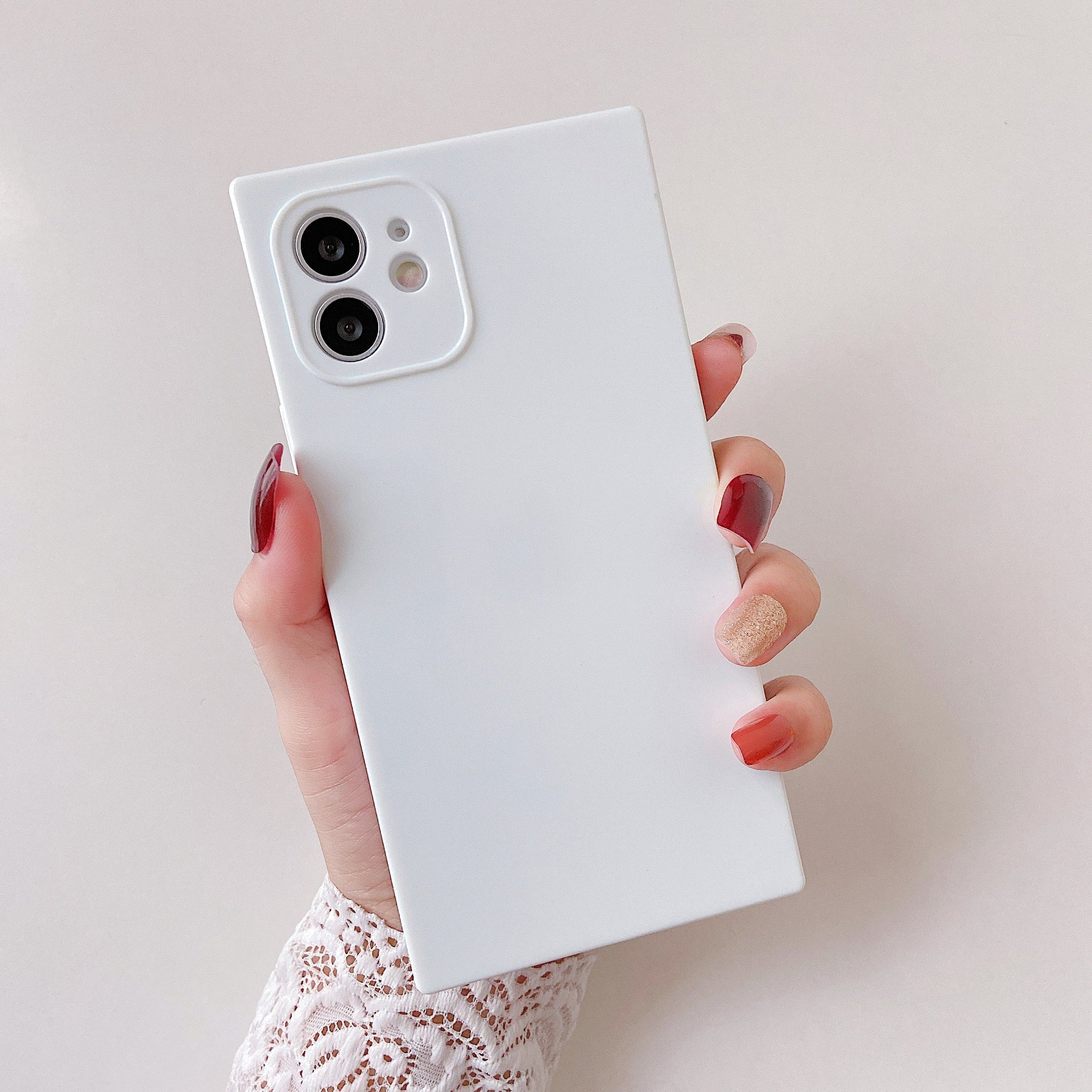 iPhone 12 Pro Case Square Plain Color (White)