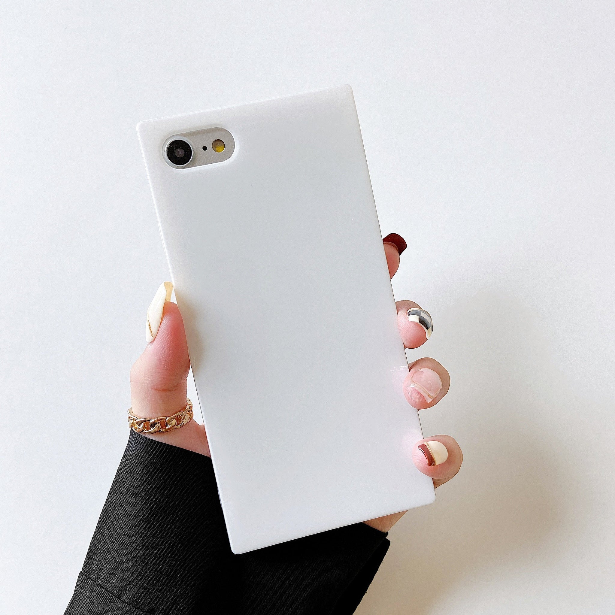 iPhone SE 2022/SE 2020/iPhone 8/7 Case Square Neutral Plain Color (White)