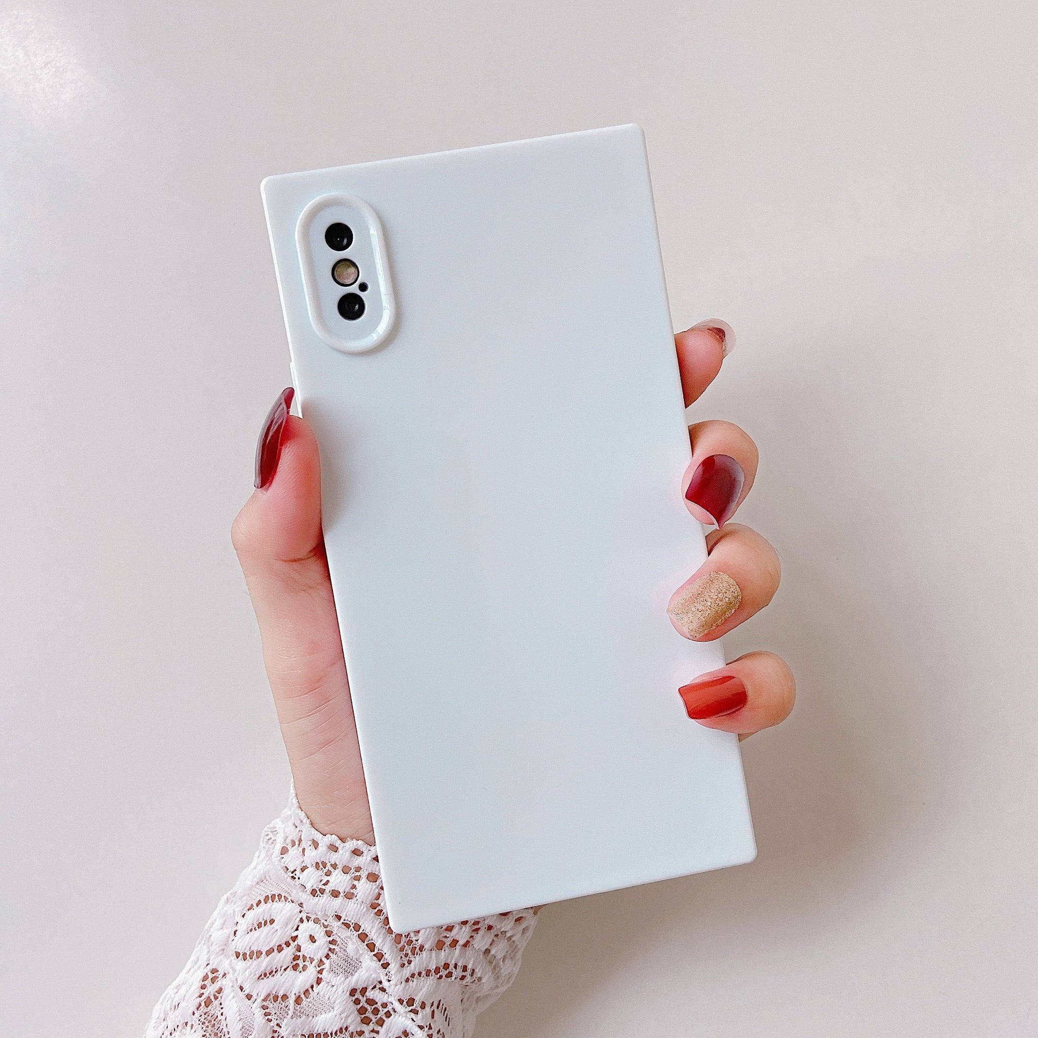 iPhone XR Case Square Plain Color (White)