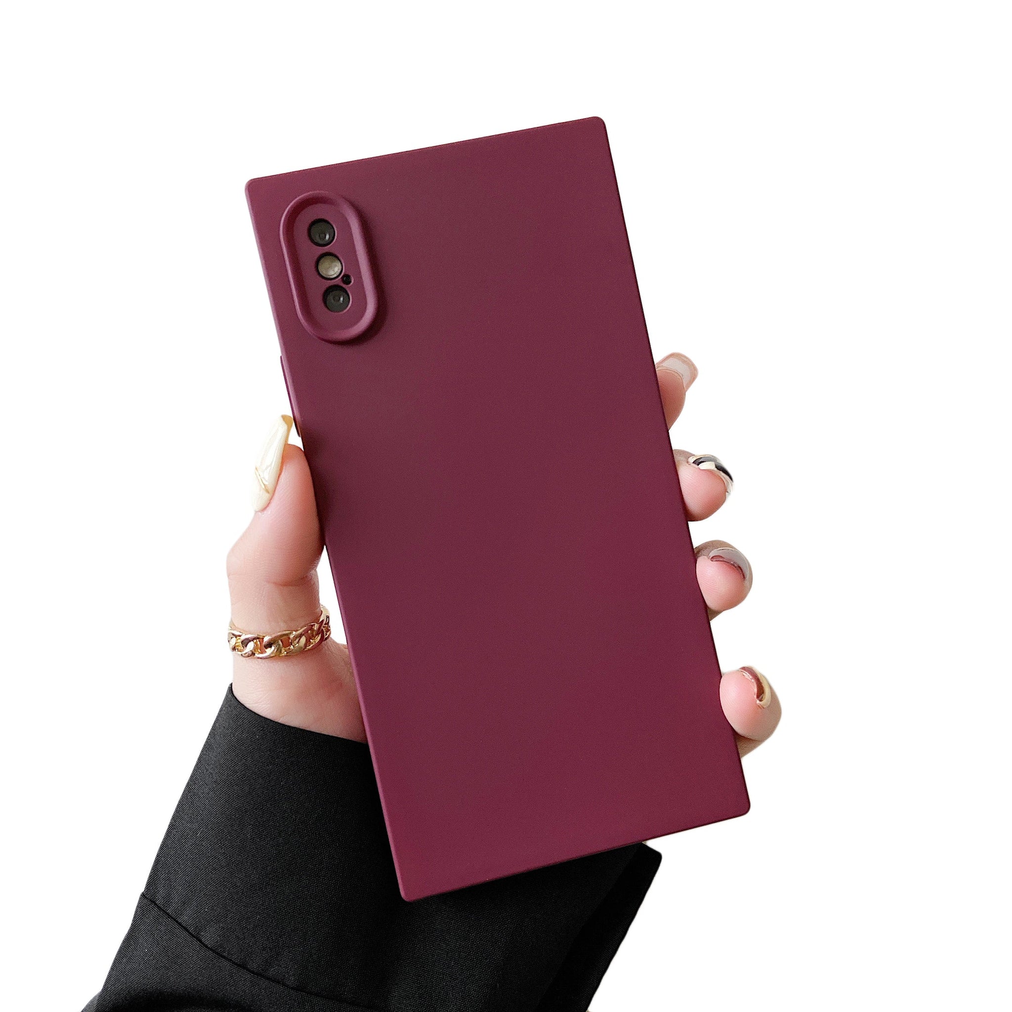 iPhone XR Case Square Silicone Camera Protector (Wine Red)