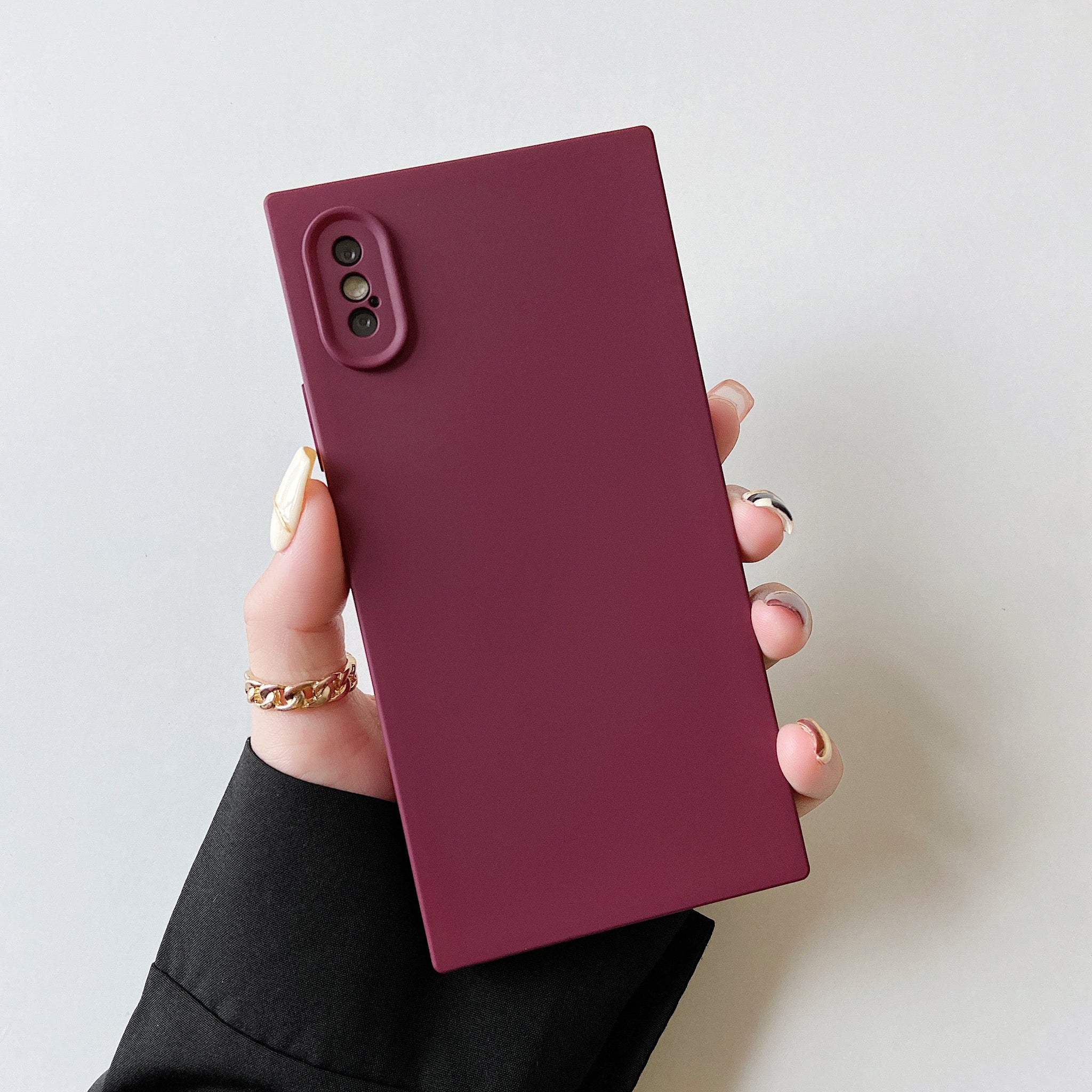 iPhone XS/iPhone X Case Square Silicone Camera Protector (Wine Red)