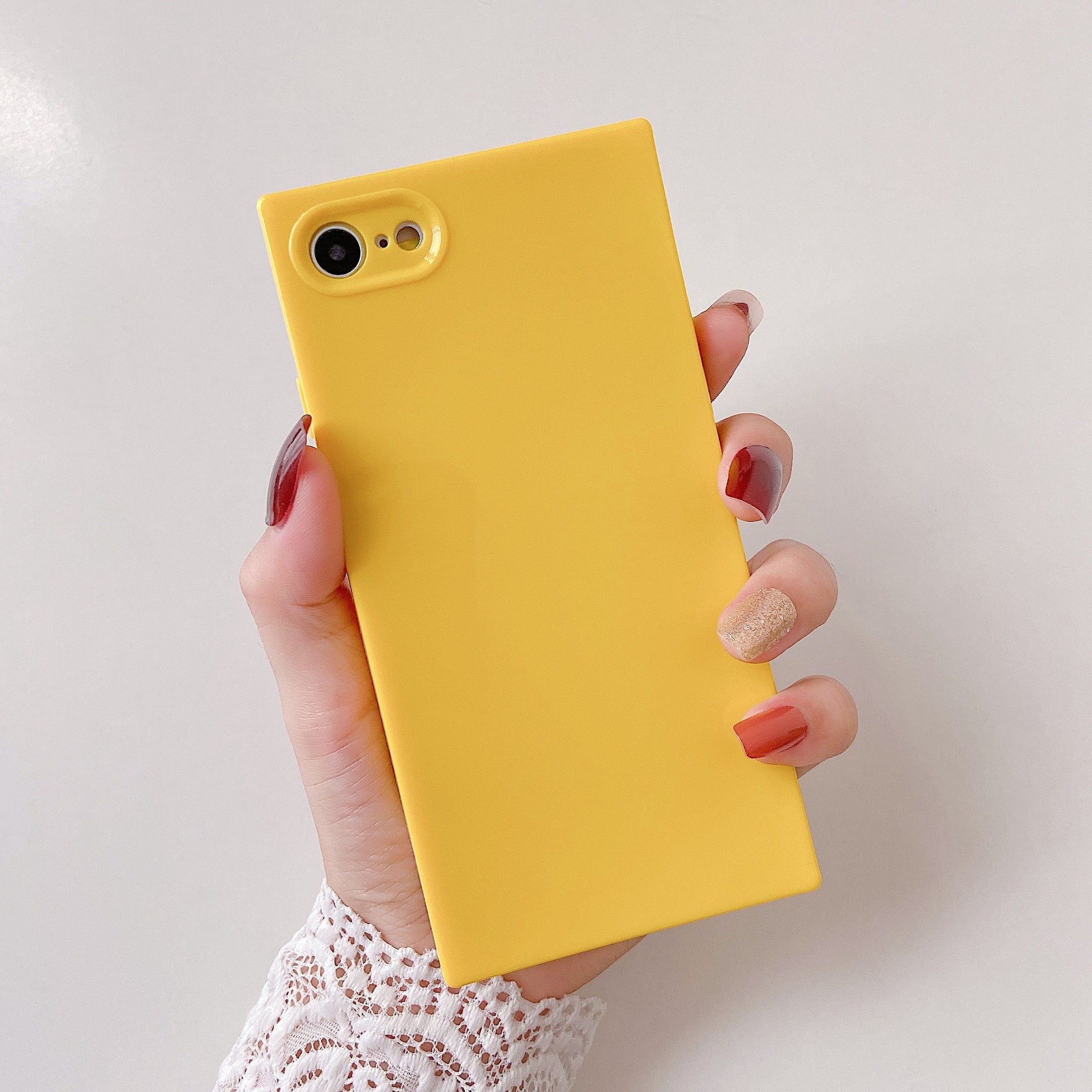 iPhone SE 2022/SE 2020/iPhone 8/7 Case Square Plain Color (Yellow)