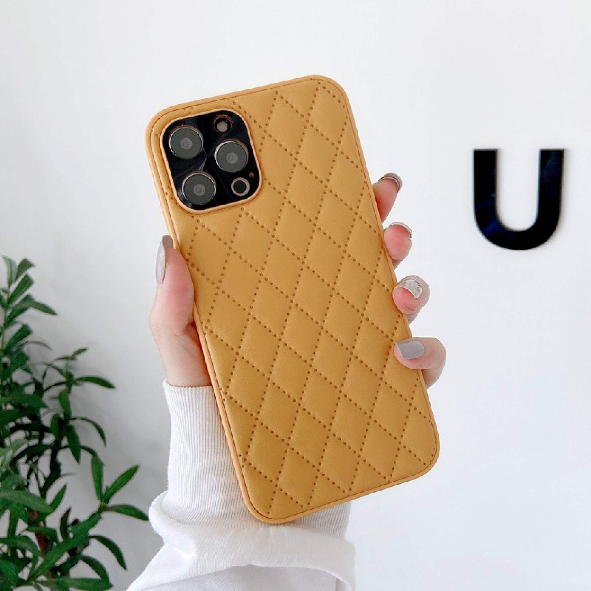 Soft Leather Lingge iPhone Case