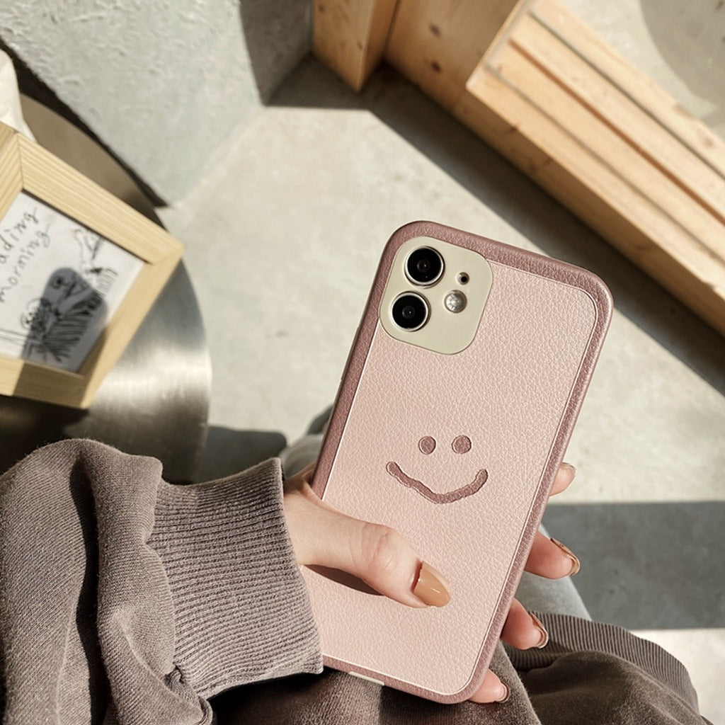 Smiley Face Leather iPhone Case