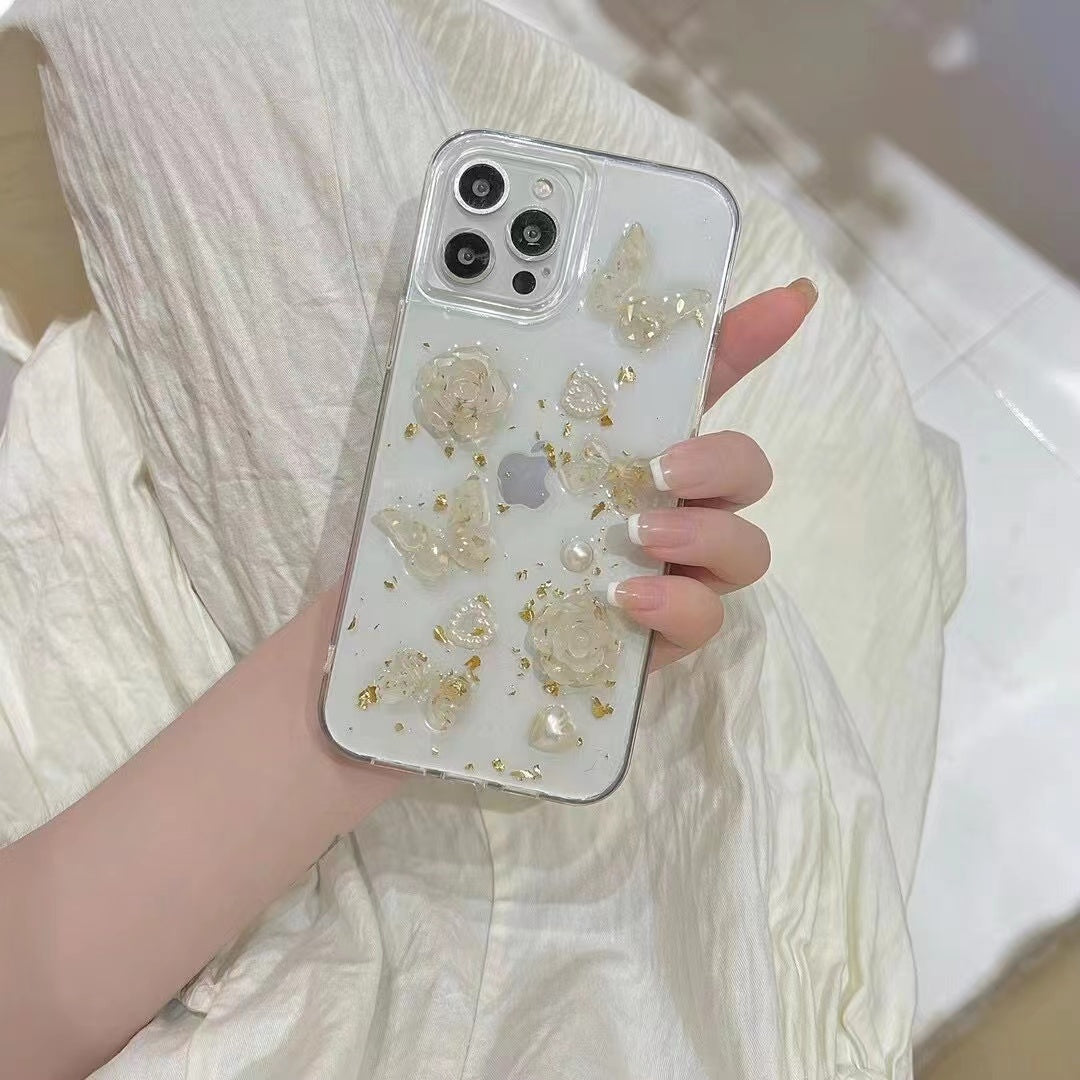 Butterfly Rose Epoxy Transparent Phone Case