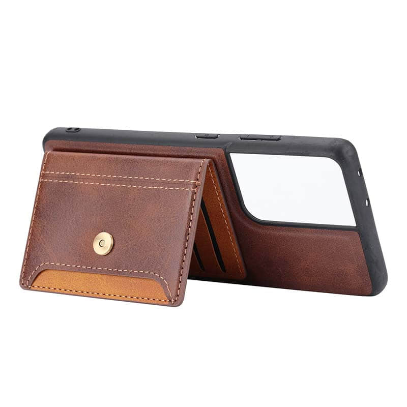 Caeouts Leather Card Bag Multi-Function Mobile Phone Case For Galaxy