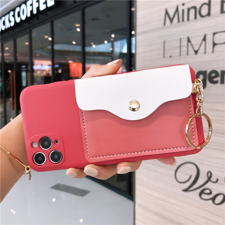 Color Block Coin Purse Soft Phone Case with Keychain