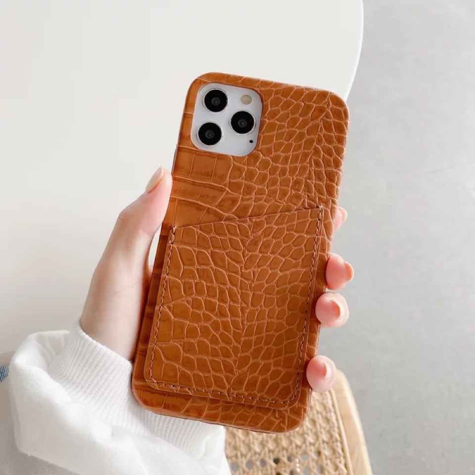 Crocodile Skin Insert Card Leather Phone Case
