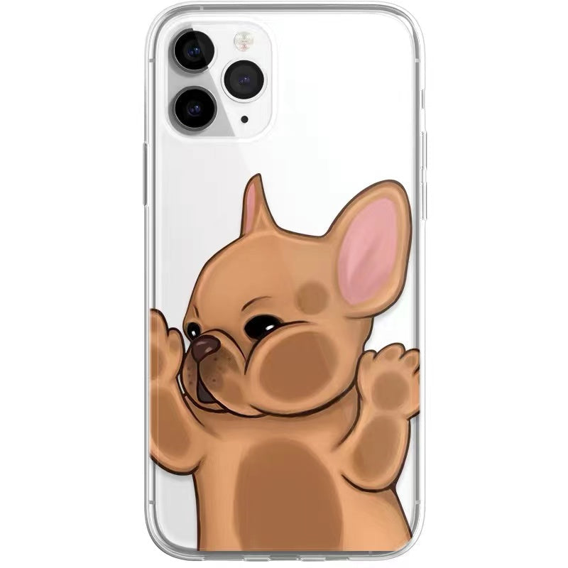 Cute Cartoon Bulldog Transparent Phone Case
