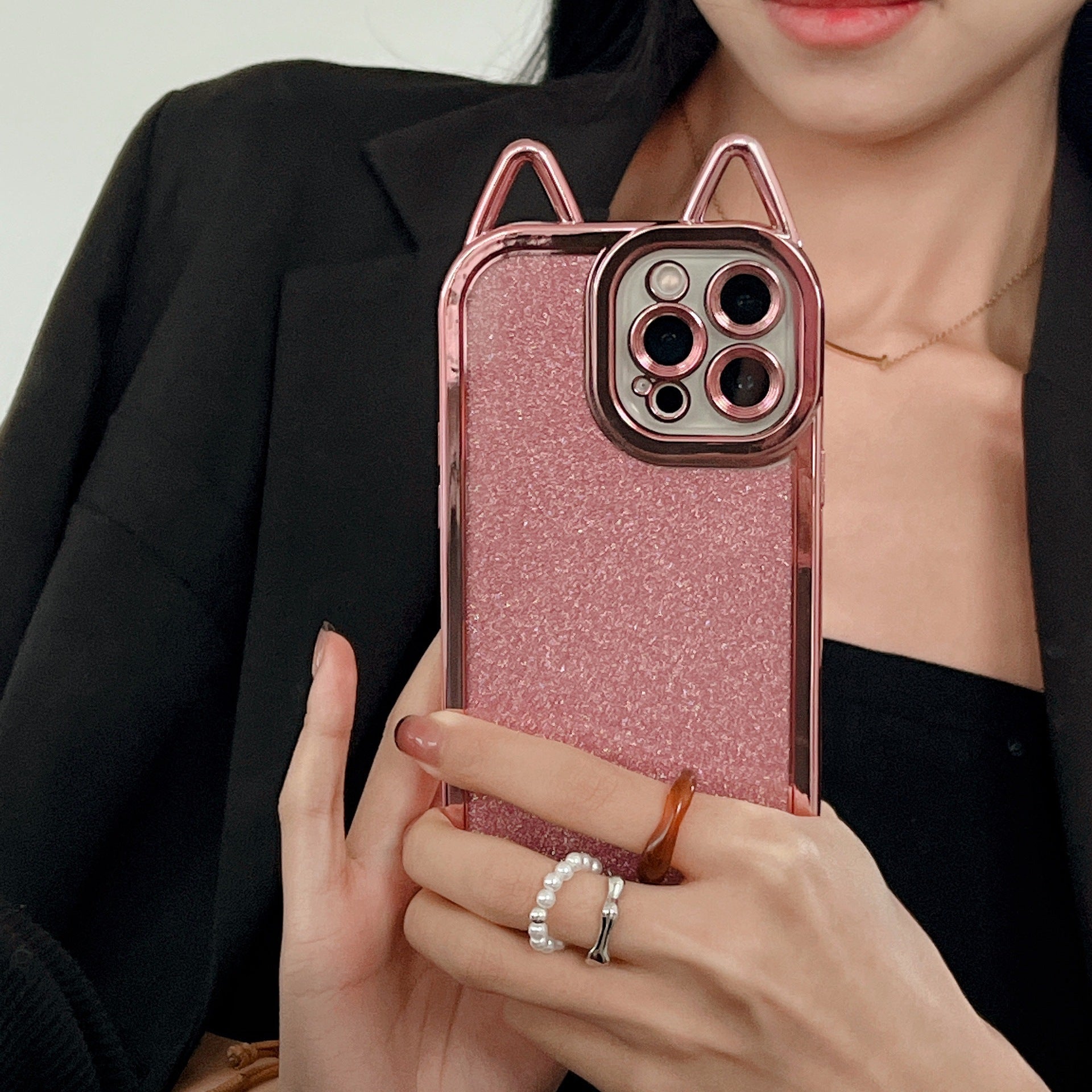 Electroplated Cat Ear Phone Case