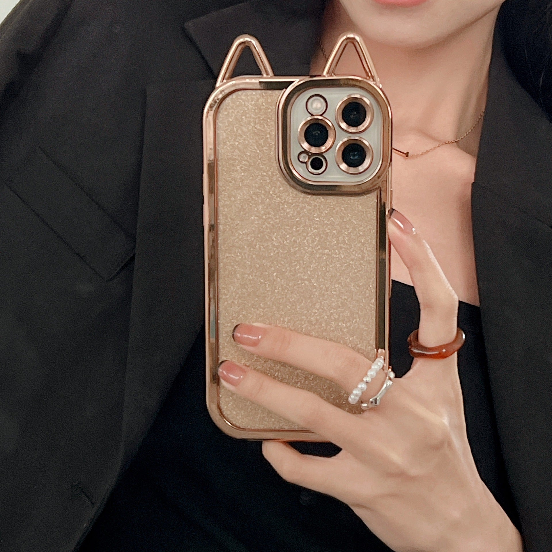 Electroplated Cat Ear Phone Case
