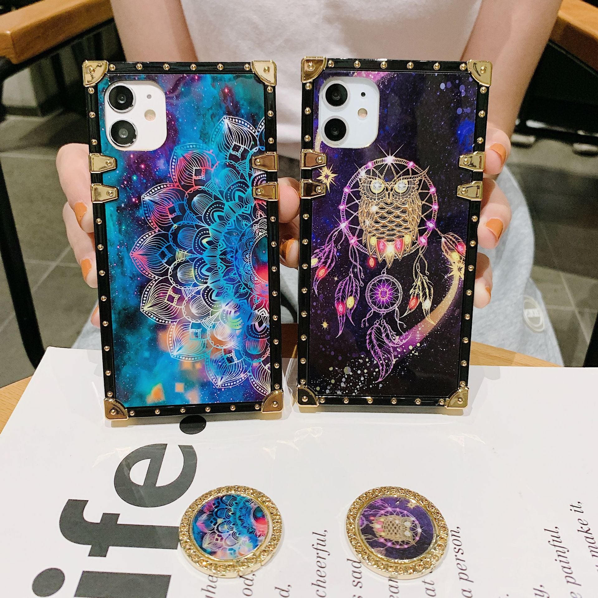 Fantasy Starry Sky Wind Chime Phone Case with Ring