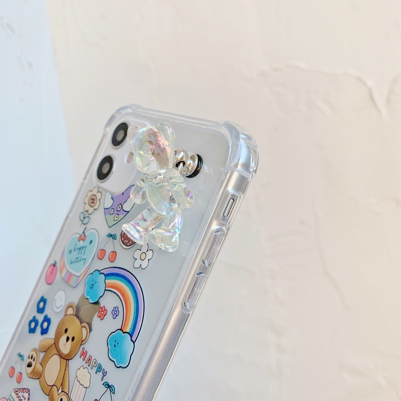 Graffiti Rainbow Bear Clear Phone Case