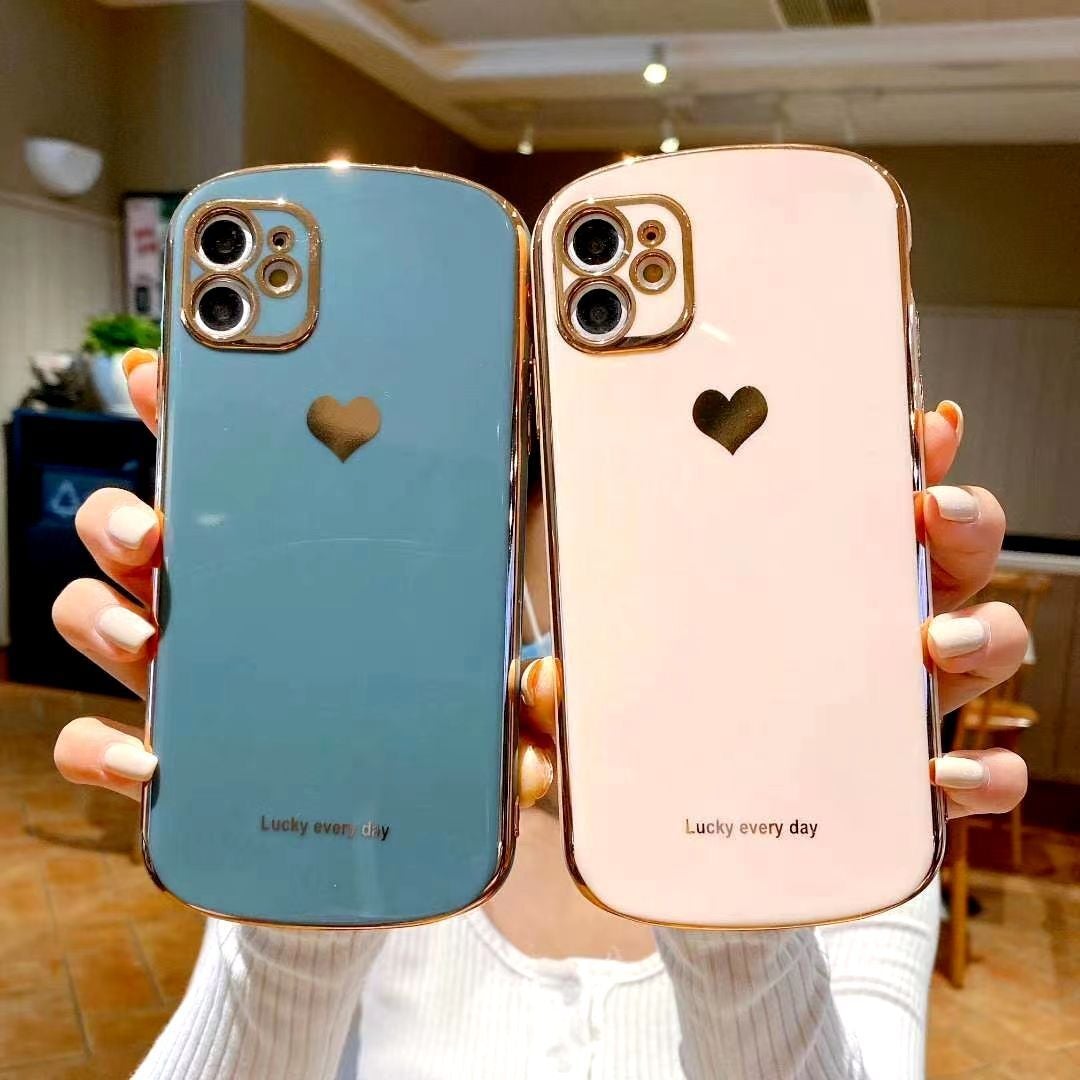 Heart Shaped Curved Electroplating Phone Case