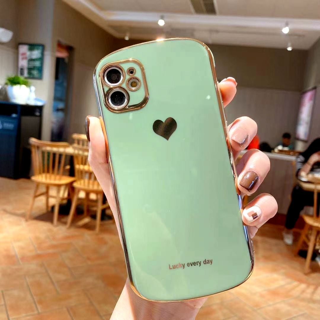 Heart Shaped Curved Electroplating Phone Case