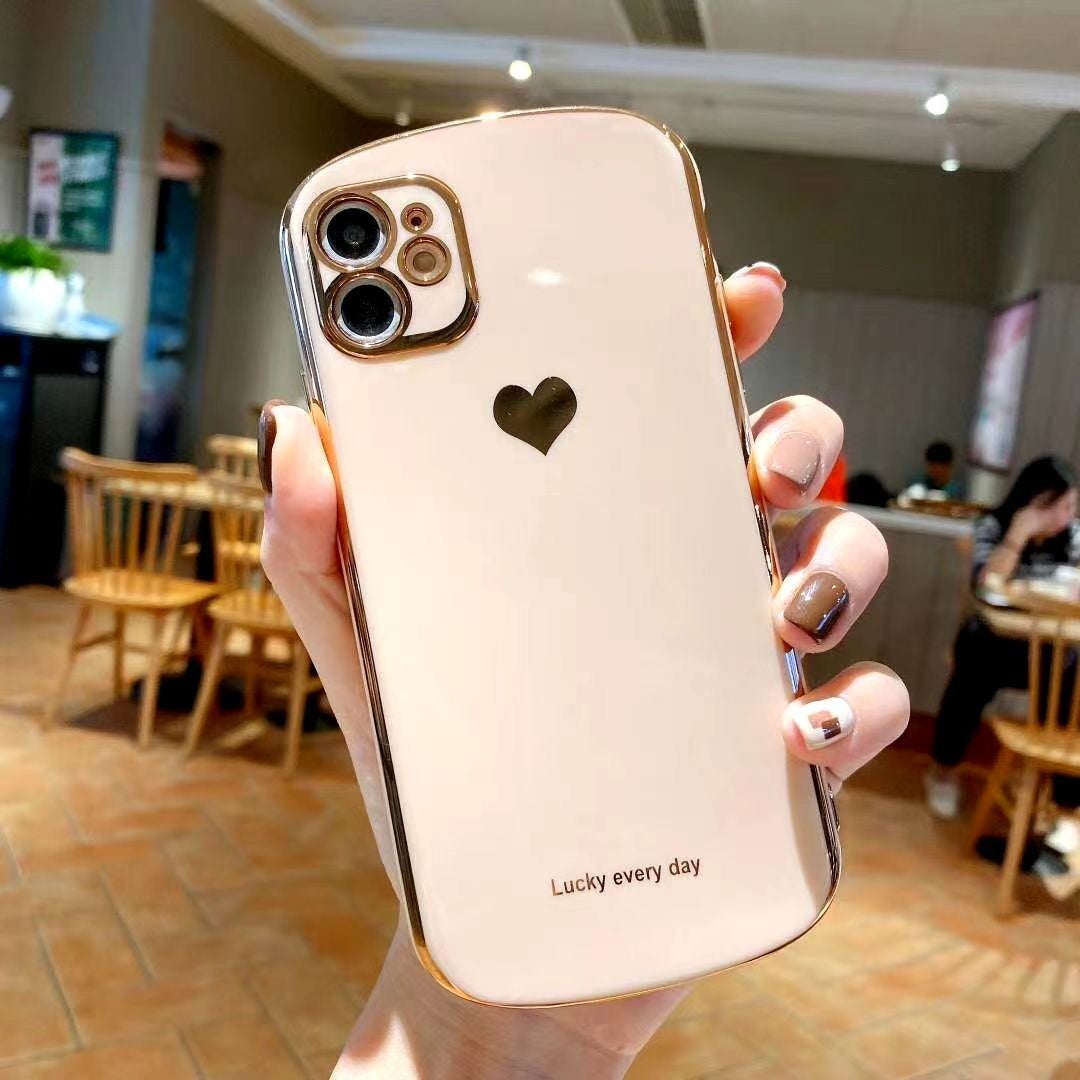 Heart Shaped Curved Electroplating Phone Case