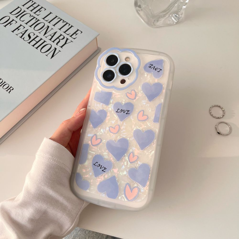 Cute Heart Design Phone Case With Shell Pattern