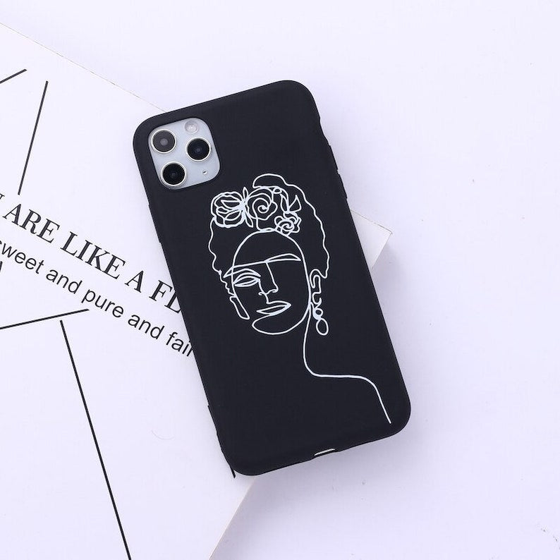 Modern Art Lines Painting Body Minimalist Black Silicone Cover Case