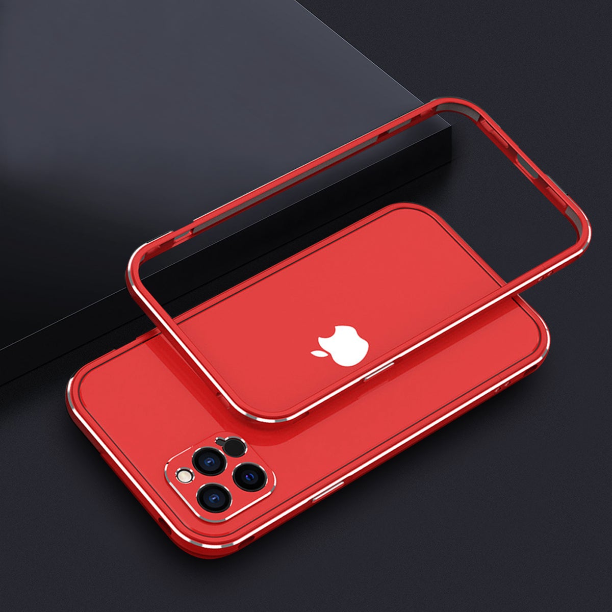 iPhone 12 Contrast Metal Frame Color Phone Case with Camera Protective Case Cover