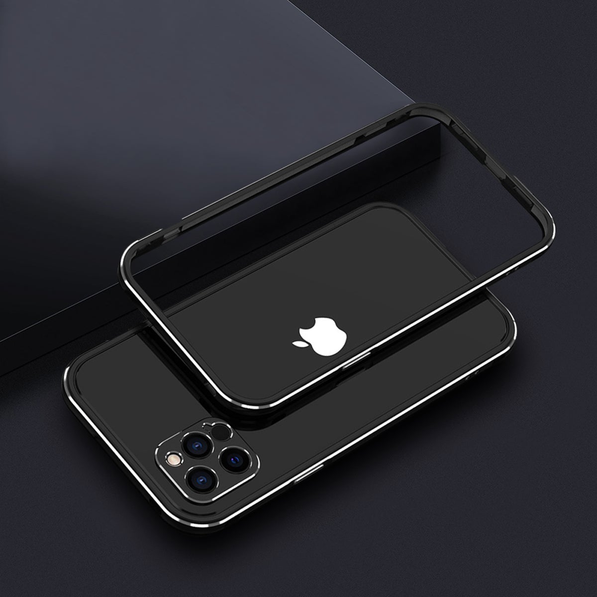 iPhone 12 Contrast Metal Frame Color Phone Case with Camera Protective Case Cover